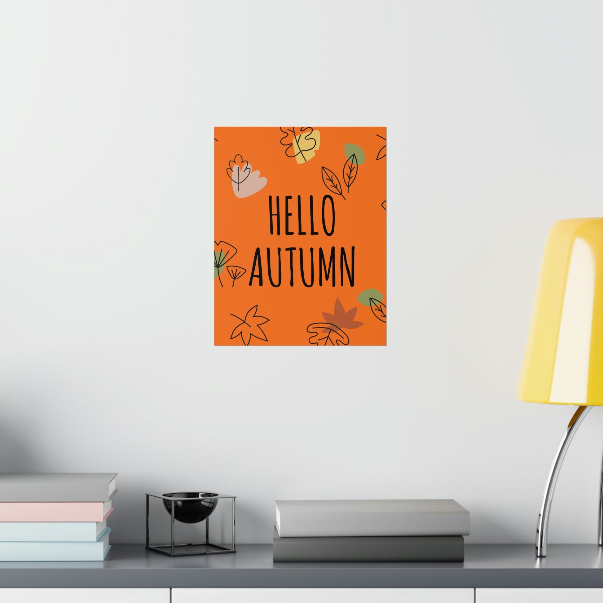 Hello Autumn Minimal Natural Graphic Minimalist Premium Matte Vertical Posters Ichaku [Perfect Gifts Selection]