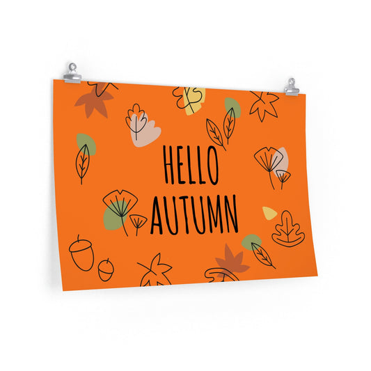 Hello Autumn Minimal Natural Graphic Premium Matte Horizontal Posters Ichaku [Perfect Gifts Selection]