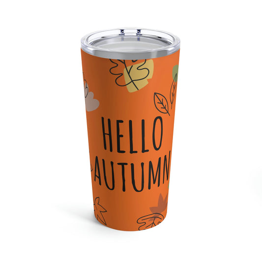 Hello Autumn Minimal Natural Graphic Stainless Steel Hot or Cold Vacuum Tumbler 20oz Ichaku [Perfect Gifts Selection]