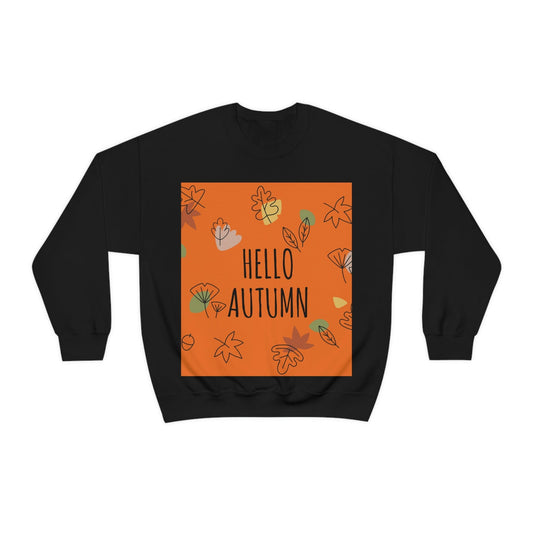 Hello Autumn Minimal Natural Graphic Unisex Heavy Blend™ Crewneck Sweatshirt Ichaku [Perfect Gifts Selection]