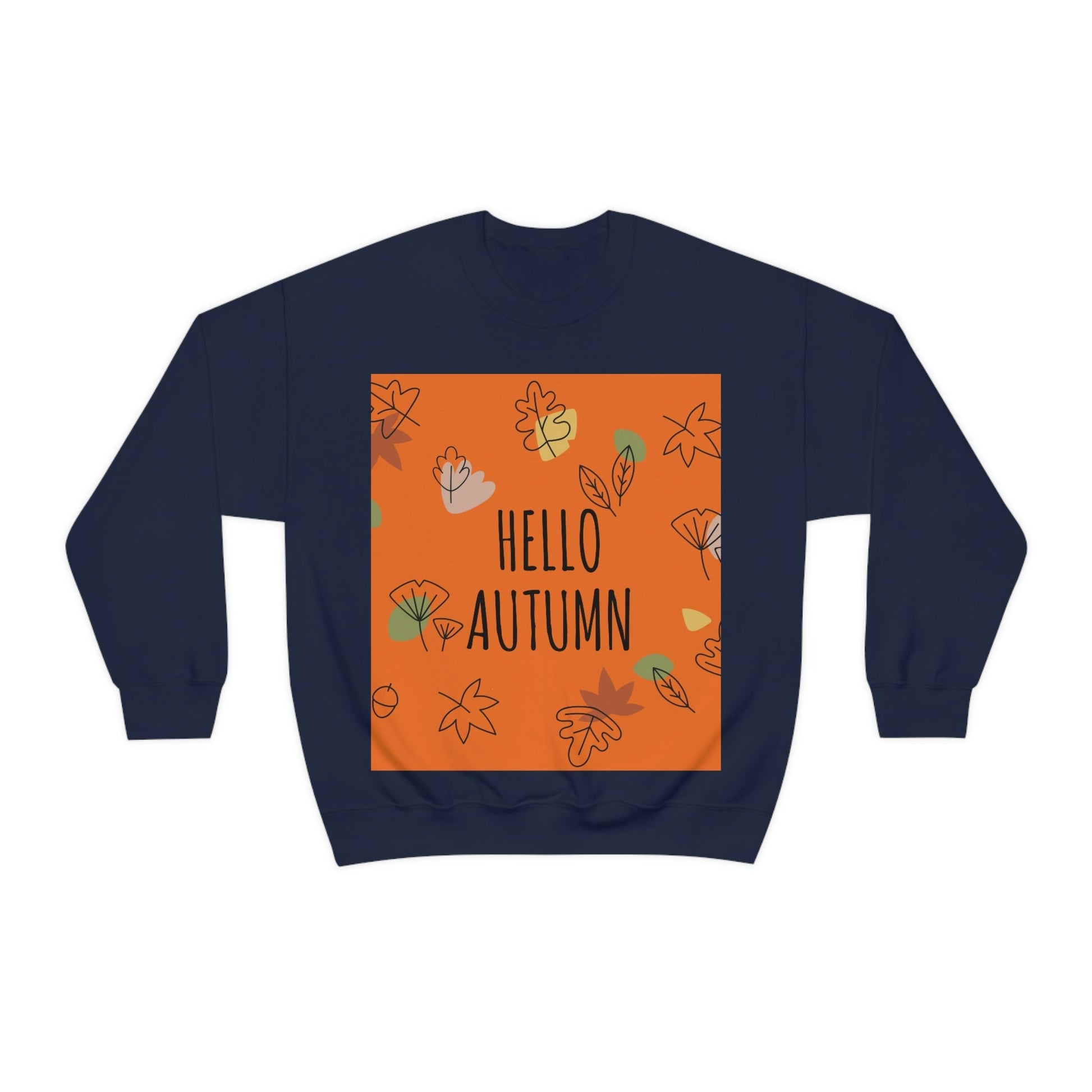 Hello Autumn Minimal Natural Graphic Unisex Heavy Blend™ Crewneck Sweatshirt Ichaku [Perfect Gifts Selection]