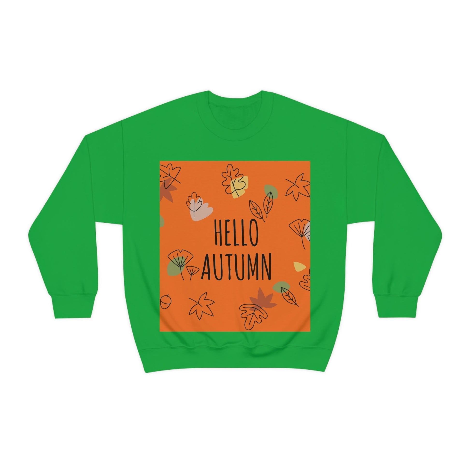 Hello Autumn Minimal Natural Graphic Unisex Heavy Blend™ Crewneck Sweatshirt Ichaku [Perfect Gifts Selection]