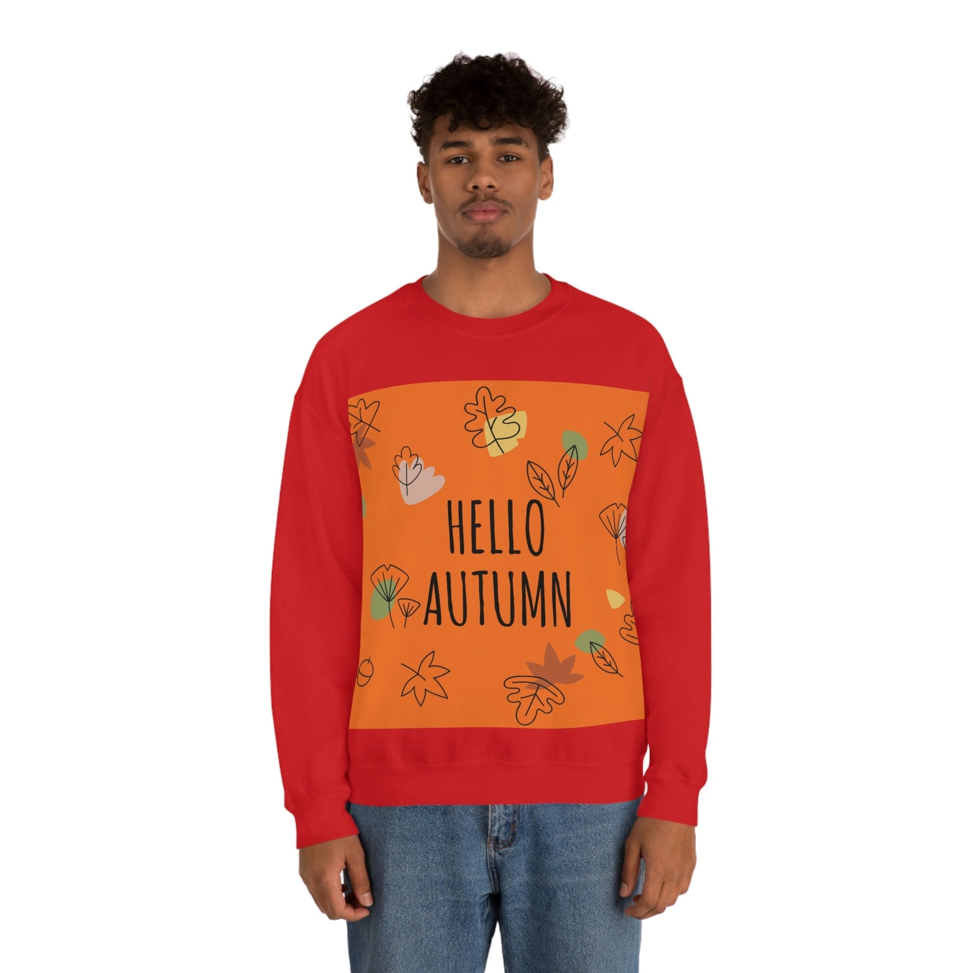 Hello Autumn Minimal Natural Graphic Unisex Heavy Blend™ Crewneck Sweatshirt Ichaku [Perfect Gifts Selection]