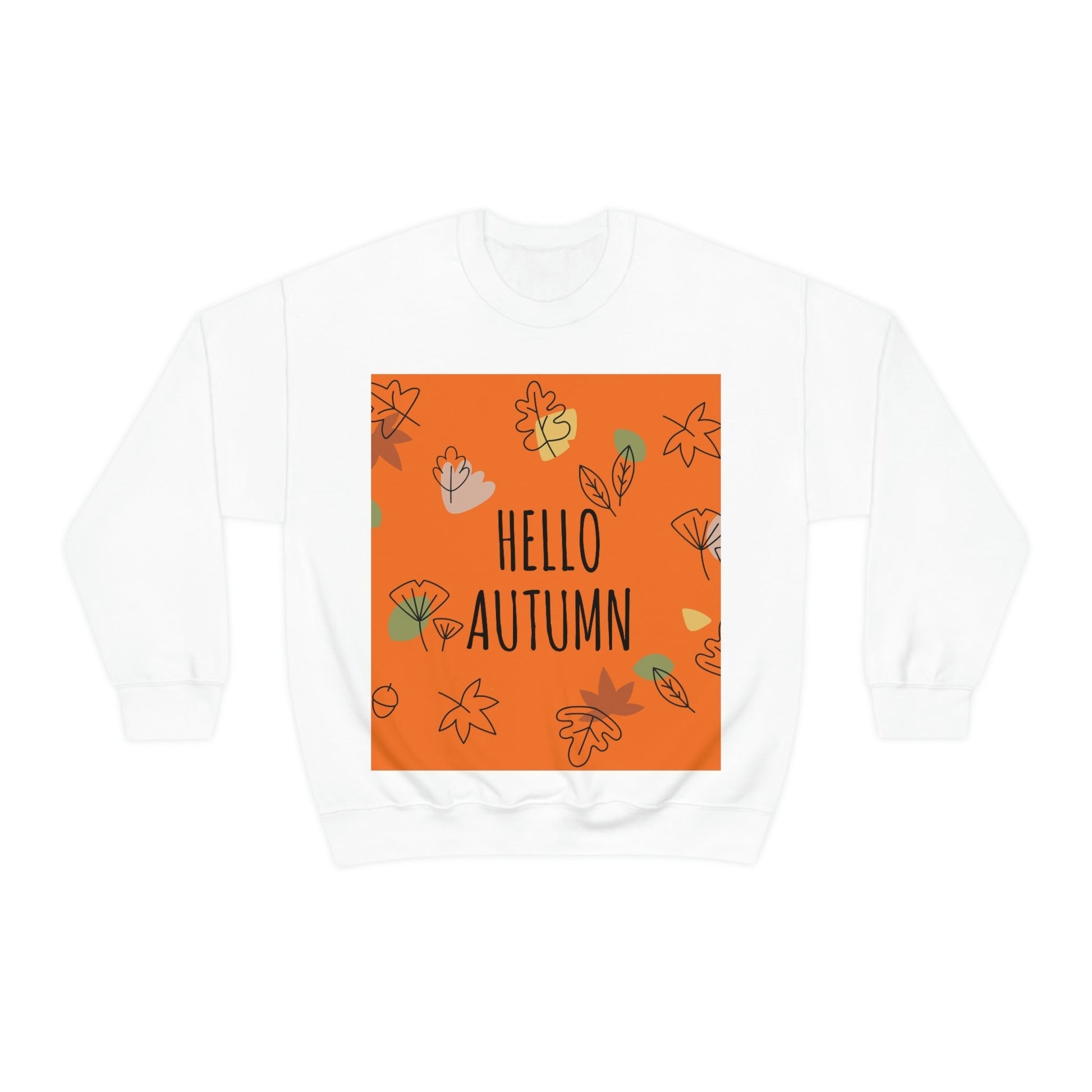 Hello Autumn Minimal Natural Graphic Unisex Heavy Blend™ Crewneck Sweatshirt Ichaku [Perfect Gifts Selection]