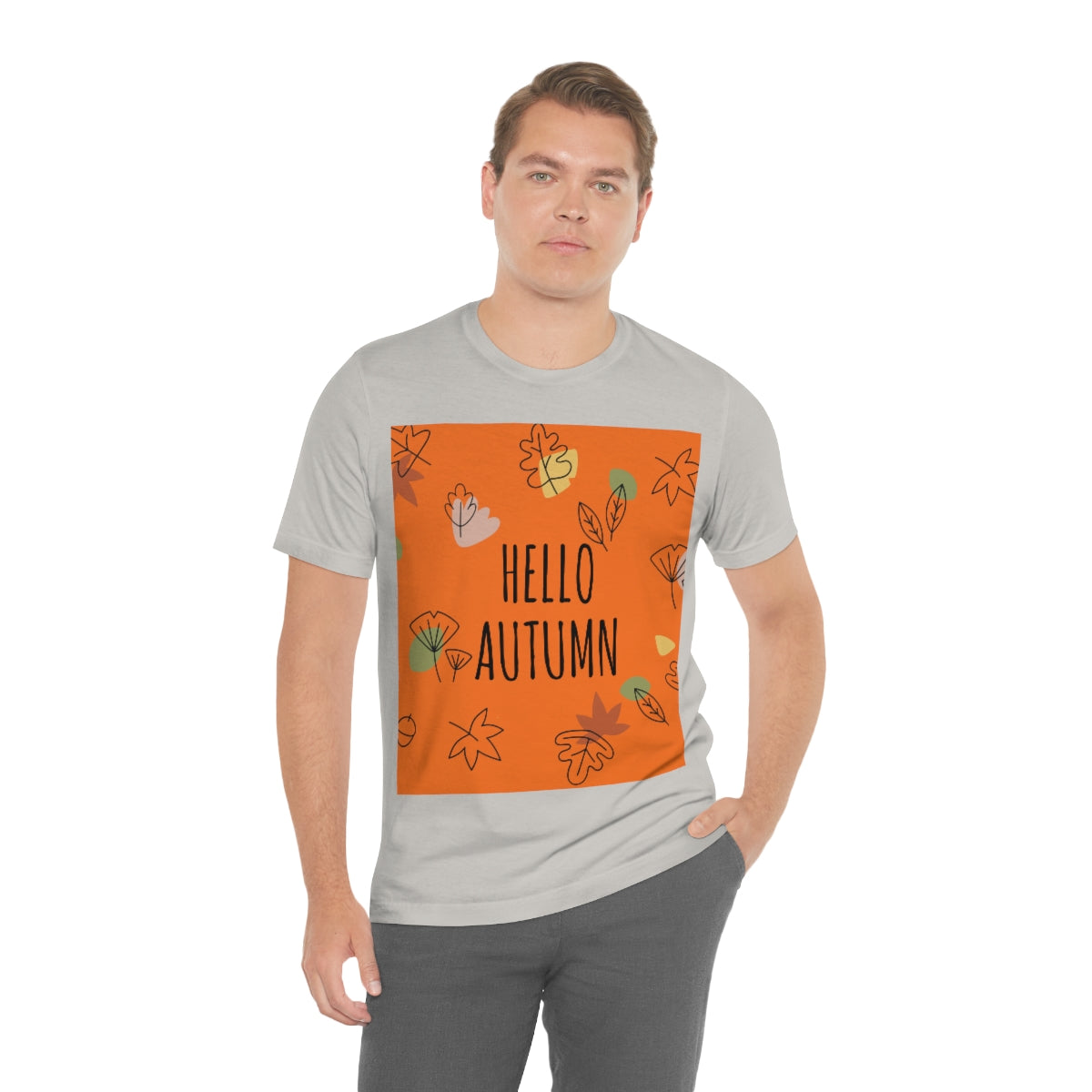 Hello Autumn Minimal Natural Graphic Unisex Jersey Short Sleeve T-Shirt Ichaku [Perfect Gifts Selection]