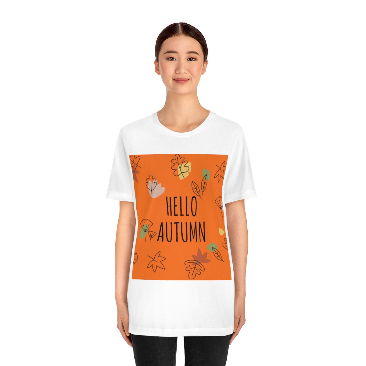 Hello Autumn Minimal Natural Graphic Unisex Jersey Short Sleeve T-Shirt Ichaku [Perfect Gifts Selection]