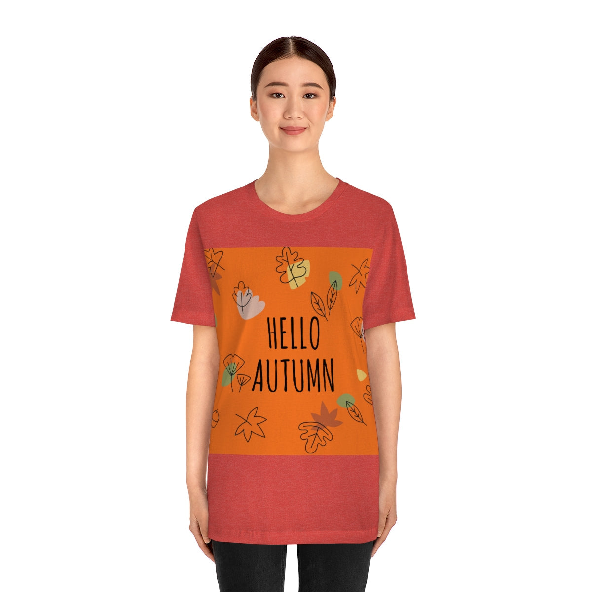 Hello Autumn Minimal Natural Graphic Unisex Jersey Short Sleeve T-Shirt Ichaku [Perfect Gifts Selection]