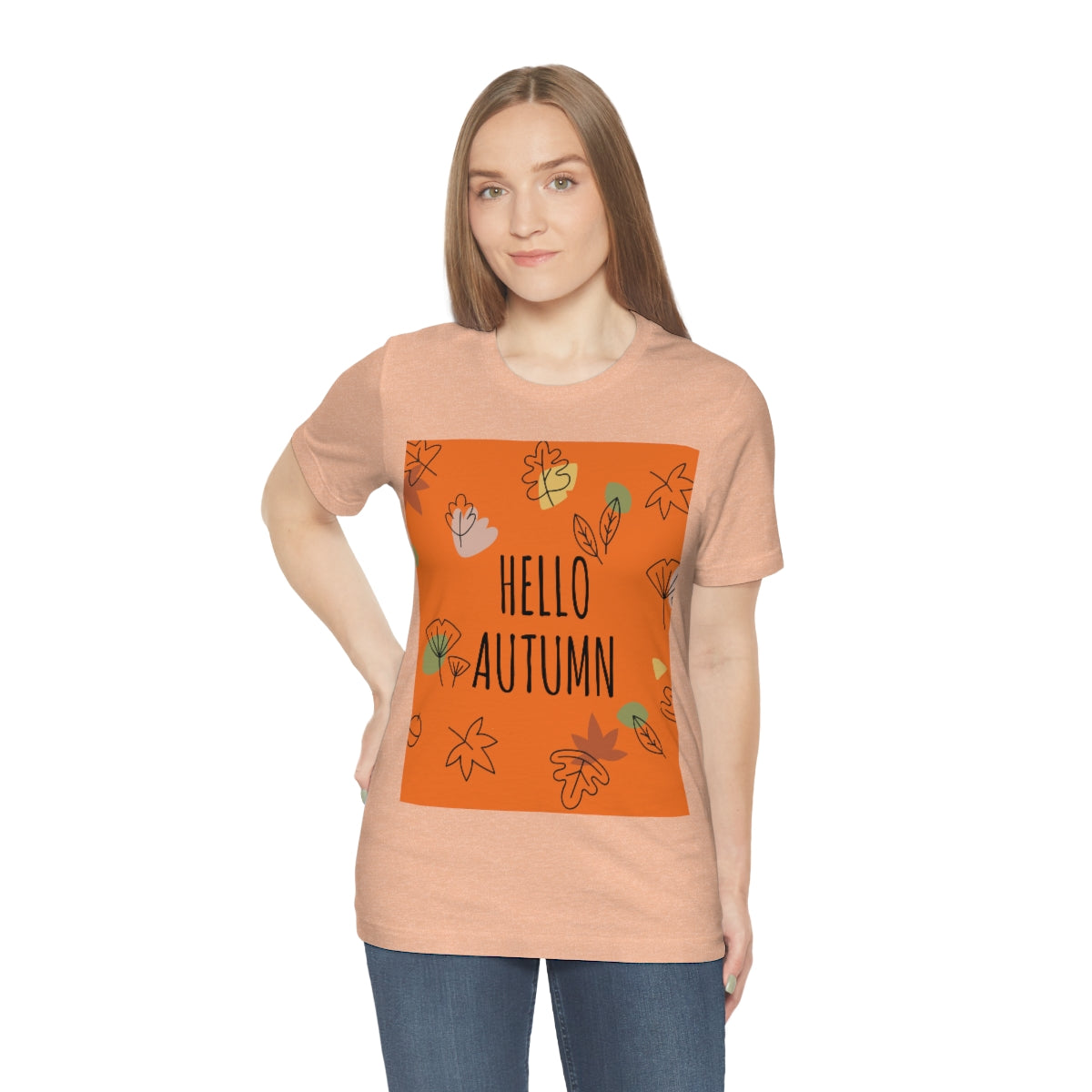 Hello Autumn Minimal Natural Graphic Unisex Jersey Short Sleeve T-Shirt Ichaku [Perfect Gifts Selection]