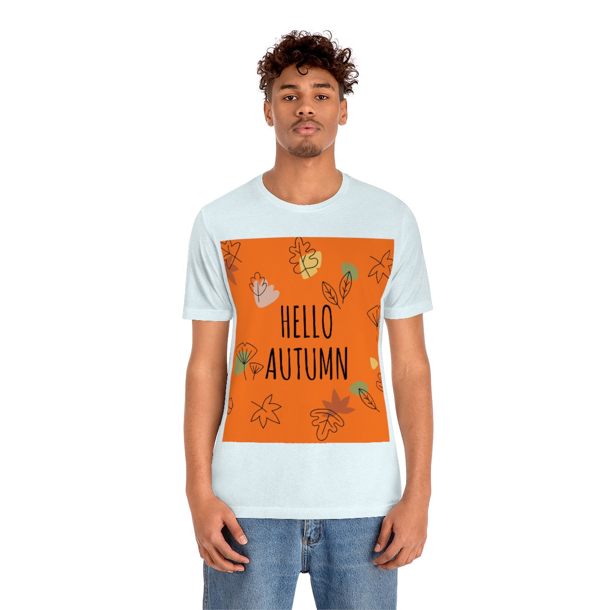 Hello Autumn Minimal Natural Graphic Unisex Jersey Short Sleeve T-Shirt Ichaku [Perfect Gifts Selection]