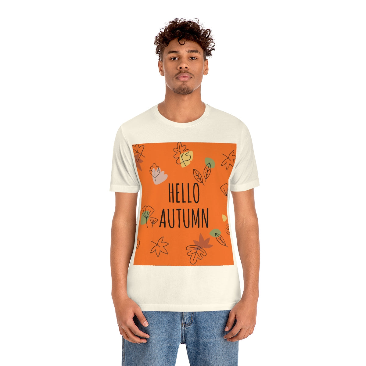 Hello Autumn Minimal Natural Graphic Unisex Jersey Short Sleeve T-Shirt Ichaku [Perfect Gifts Selection]