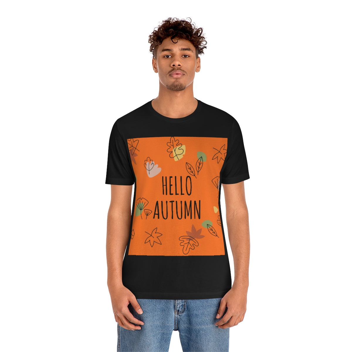 Hello Autumn Minimal Natural Graphic Unisex Jersey Short Sleeve T-Shirt Ichaku [Perfect Gifts Selection]