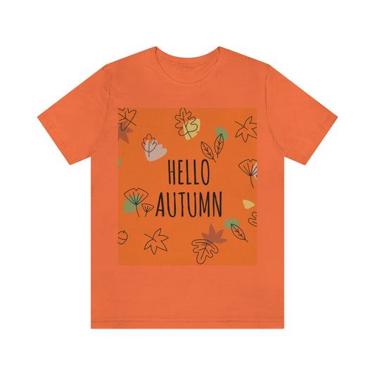 Hello Autumn Minimal Natural Graphic Unisex Jersey Short Sleeve T-Shirt Ichaku [Perfect Gifts Selection]