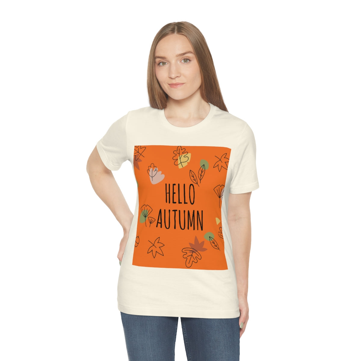 Hello Autumn Minimal Natural Graphic Unisex Jersey Short Sleeve T-Shirt Ichaku [Perfect Gifts Selection]