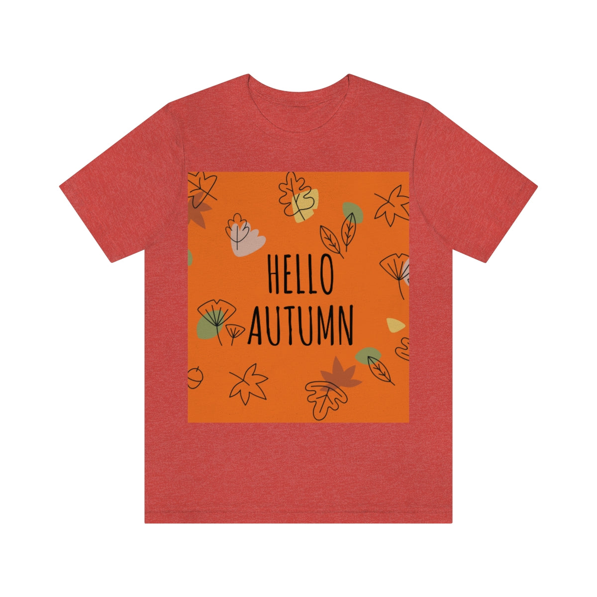 Hello Autumn Minimal Natural Graphic Unisex Jersey Short Sleeve T-Shirt Ichaku [Perfect Gifts Selection]