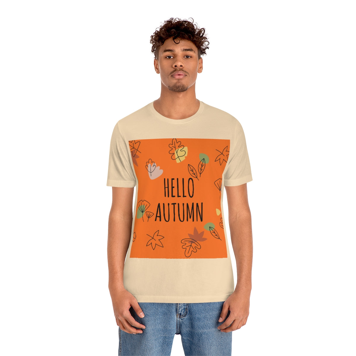 Hello Autumn Minimal Natural Graphic Unisex Jersey Short Sleeve T-Shirt Ichaku [Perfect Gifts Selection]