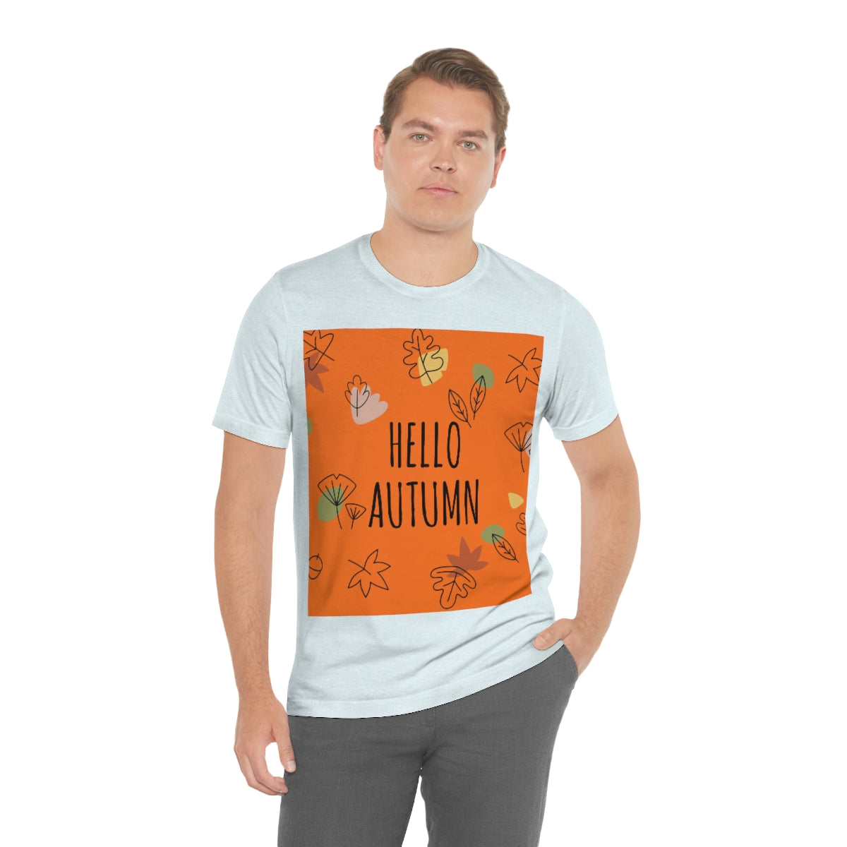 Hello Autumn Minimal Natural Graphic Unisex Jersey Short Sleeve T-Shirt Ichaku [Perfect Gifts Selection]