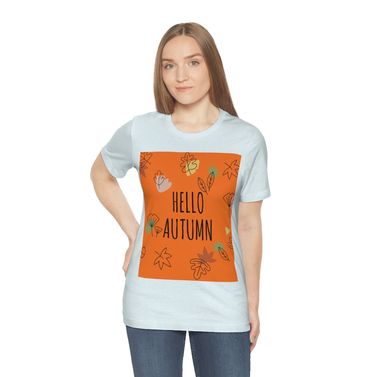 Hello Autumn Minimal Natural Graphic Unisex Jersey Short Sleeve T-Shirt Ichaku [Perfect Gifts Selection]