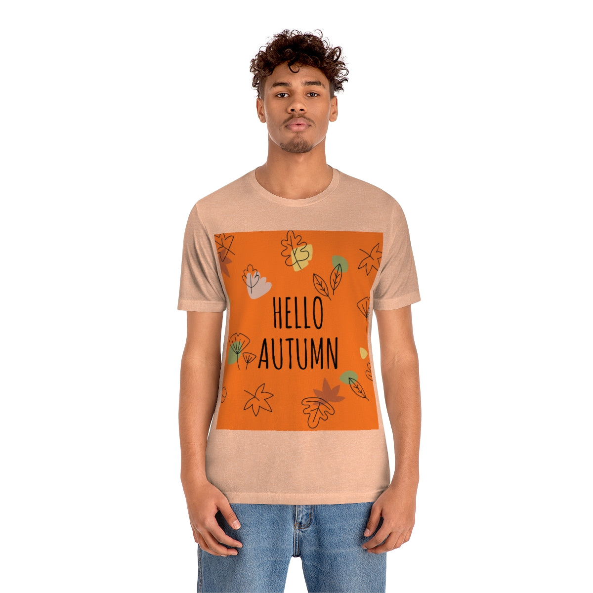 Hello Autumn Minimal Natural Graphic Unisex Jersey Short Sleeve T-Shirt Ichaku [Perfect Gifts Selection]