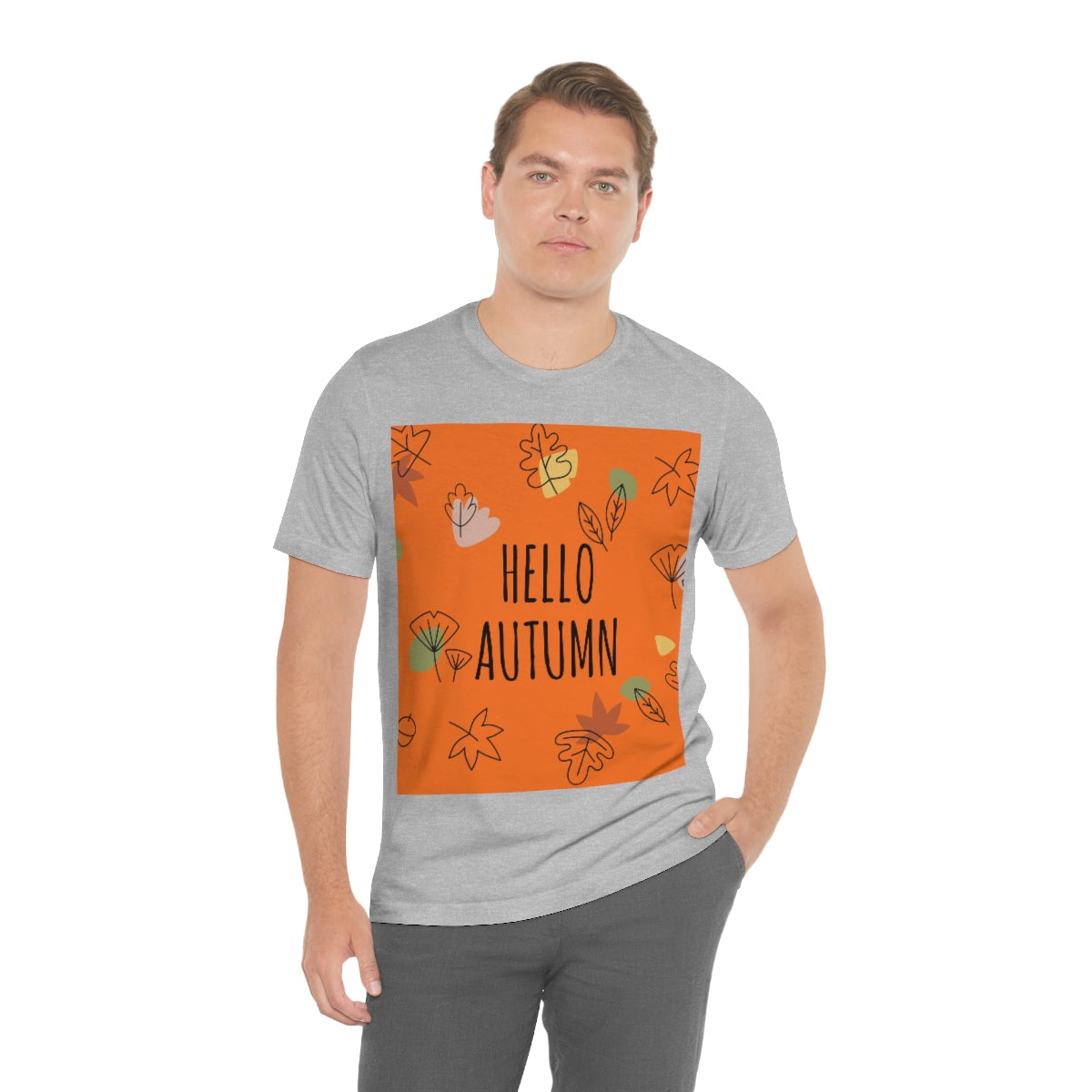 Hello Autumn Minimal Natural Graphic Unisex Jersey Short Sleeve T-Shirt Ichaku [Perfect Gifts Selection]