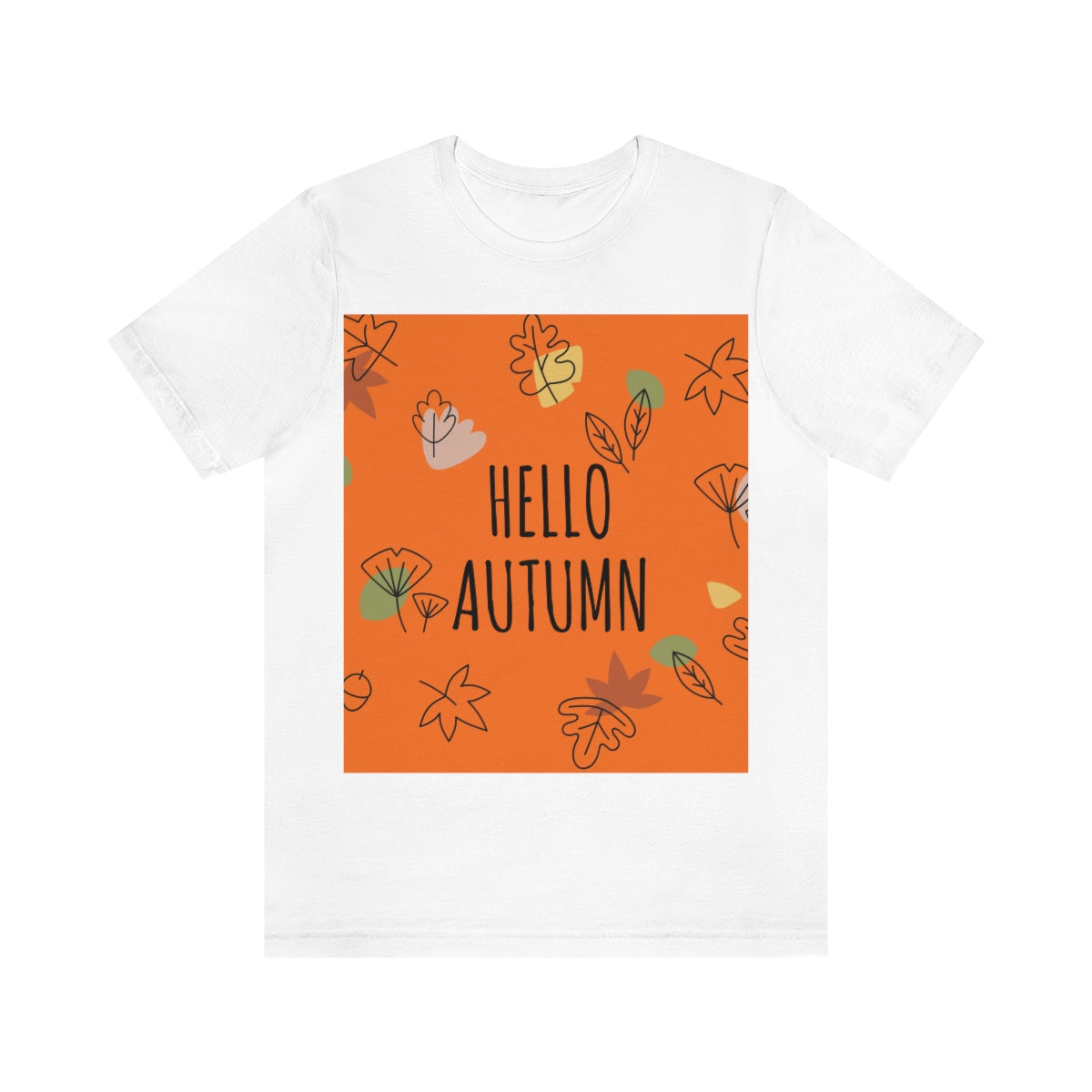 Hello Autumn Minimal Natural Graphic Unisex Jersey Short Sleeve T-Shirt Ichaku [Perfect Gifts Selection]