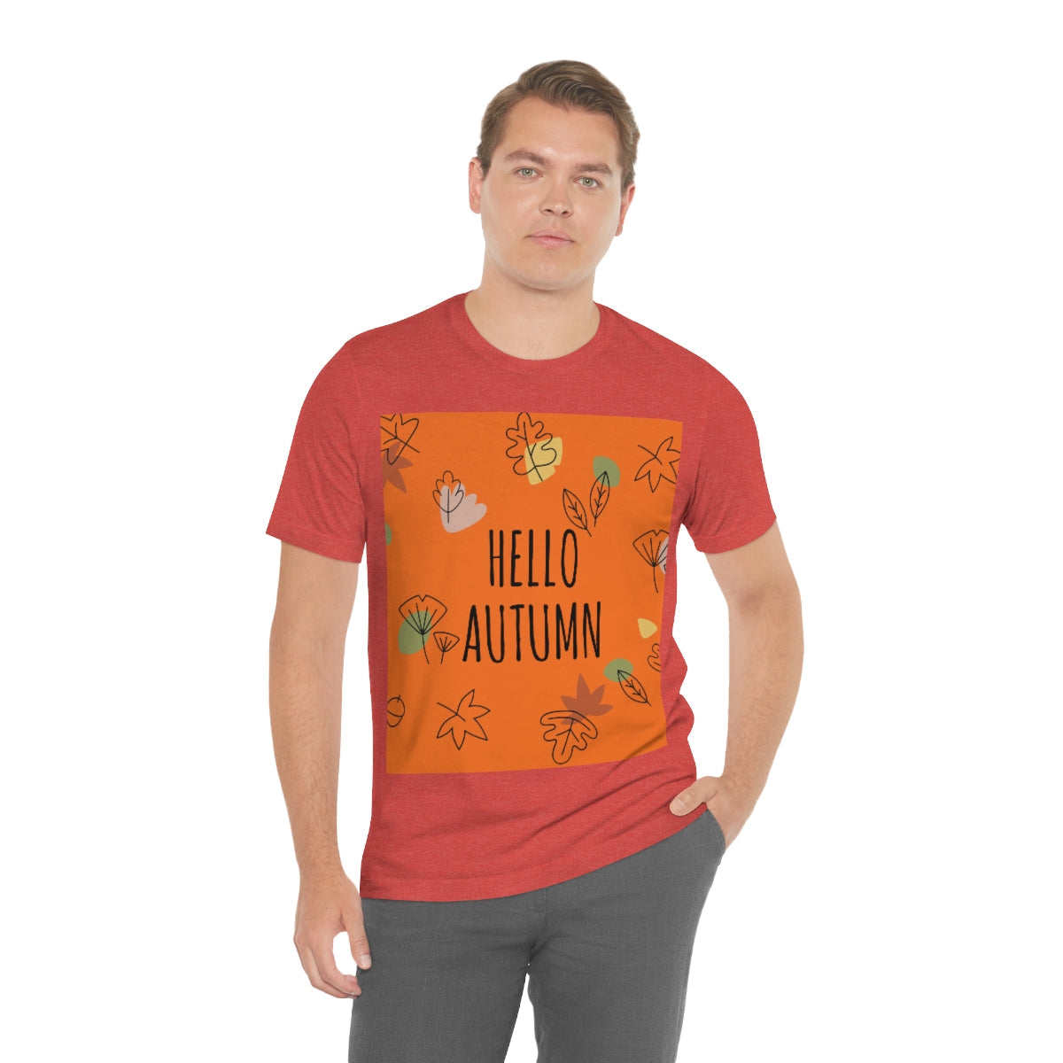 Hello Autumn Minimal Natural Graphic Unisex Jersey Short Sleeve T-Shirt Ichaku [Perfect Gifts Selection]