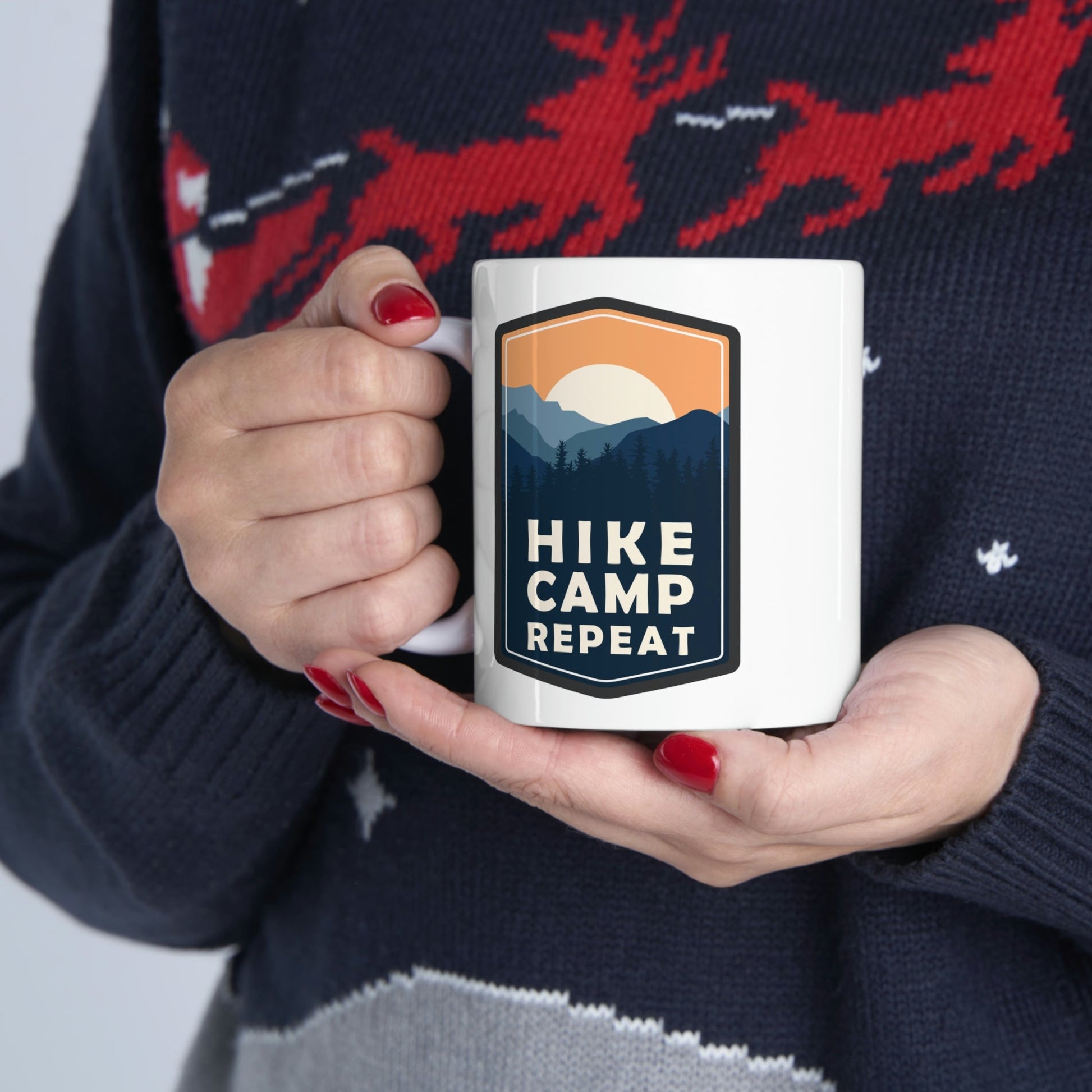 Hike Camp Repeat Hiking Lovers Ceramic Mug 11oz Ichaku [Perfect Gifts Selection]