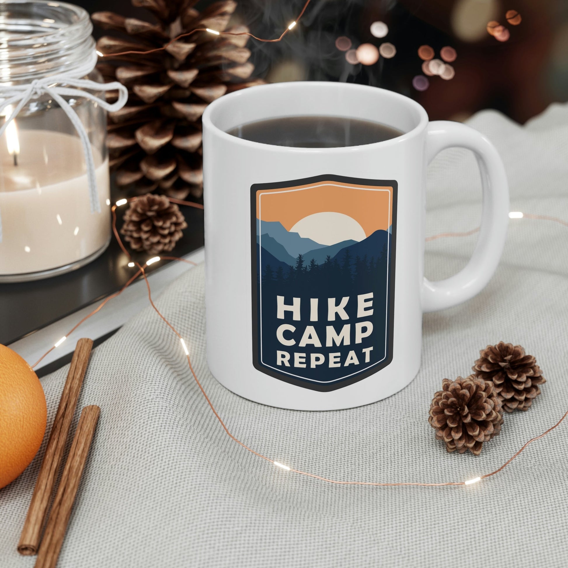 Hike Camp Repeat Hiking Lovers Ceramic Mug 11oz Ichaku [Perfect Gifts Selection]