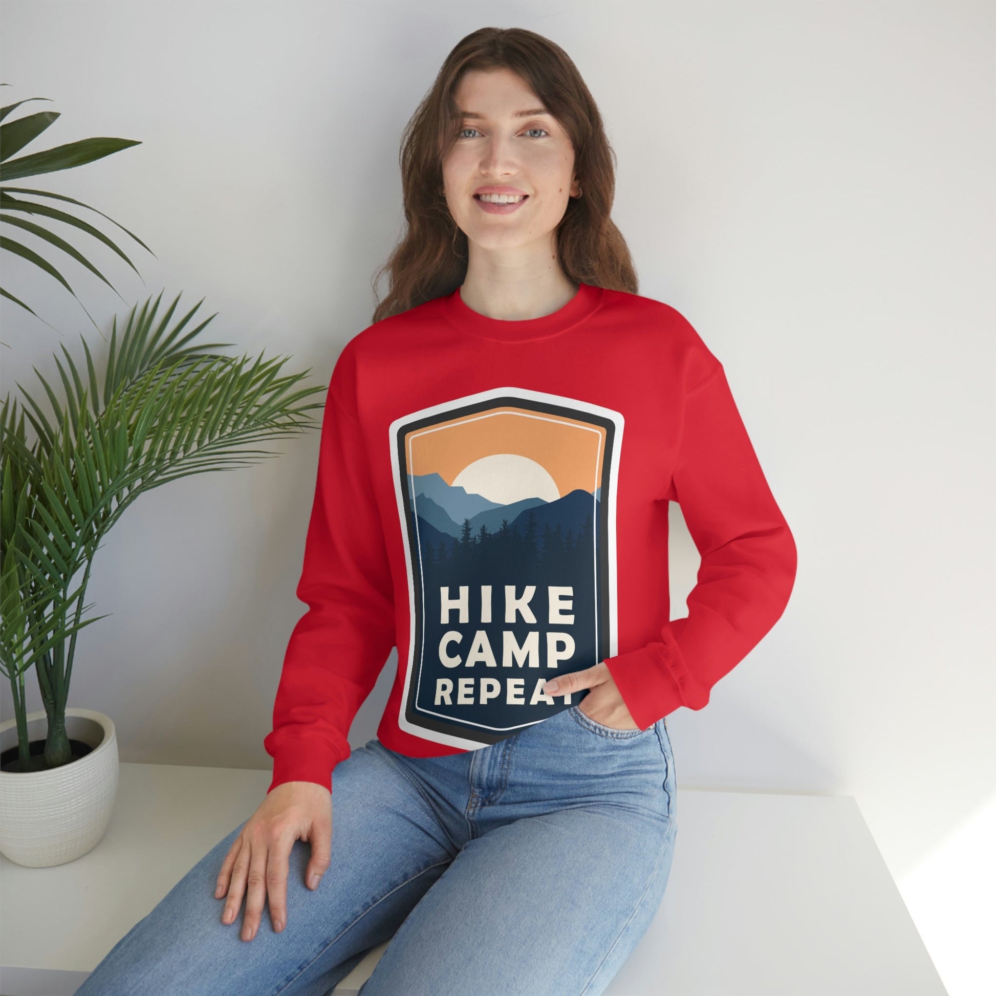 Hike Camp Repeat Hiking Lovers Unisex Heavy Blend™ Crewneck Sweatshirt Ichaku [Perfect Gifts Selection]