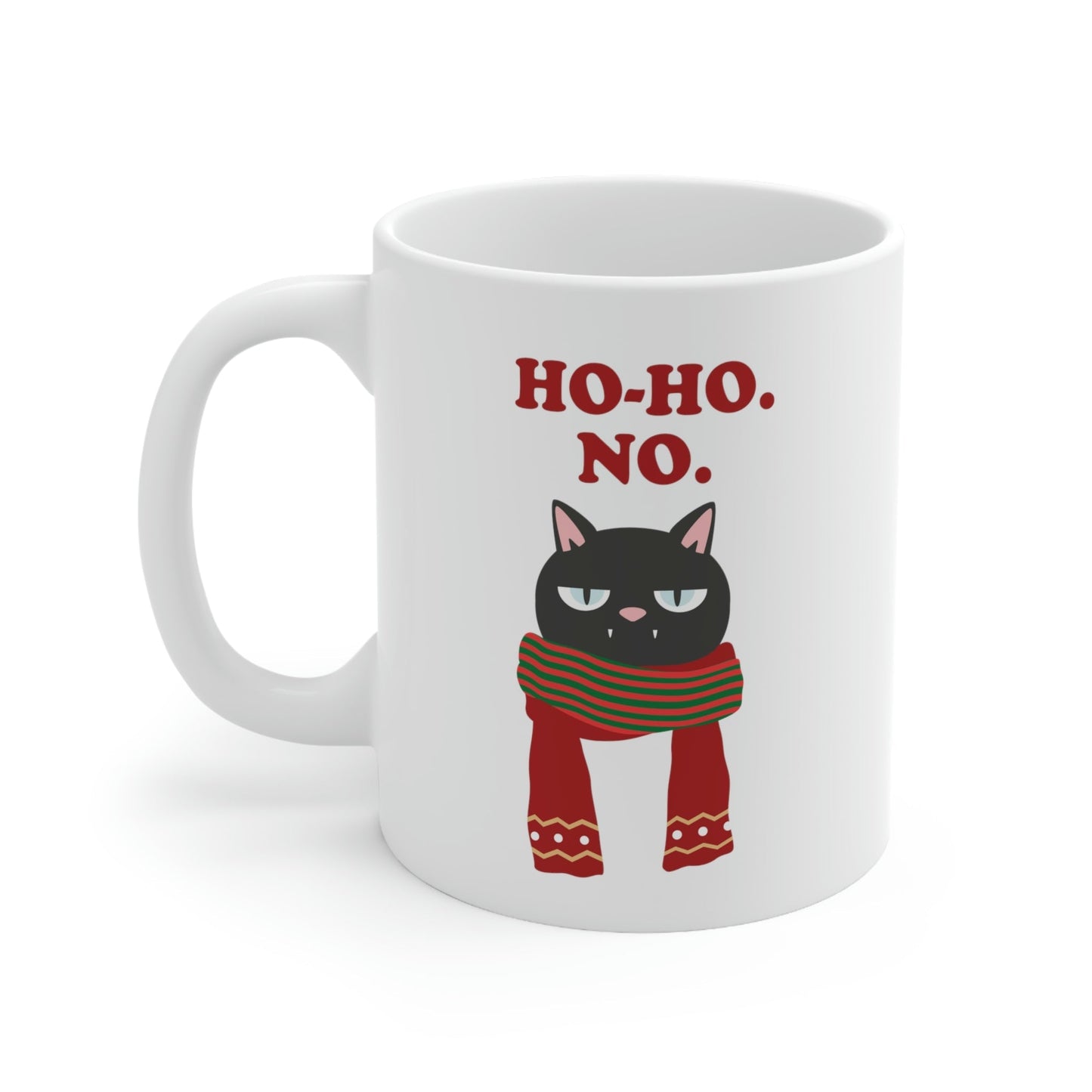 Ho Ho Ho Merry Christmas Cat Lovers Funny Slogan Ceramic Mug 11oz Ichaku [Perfect Gifts Selection]