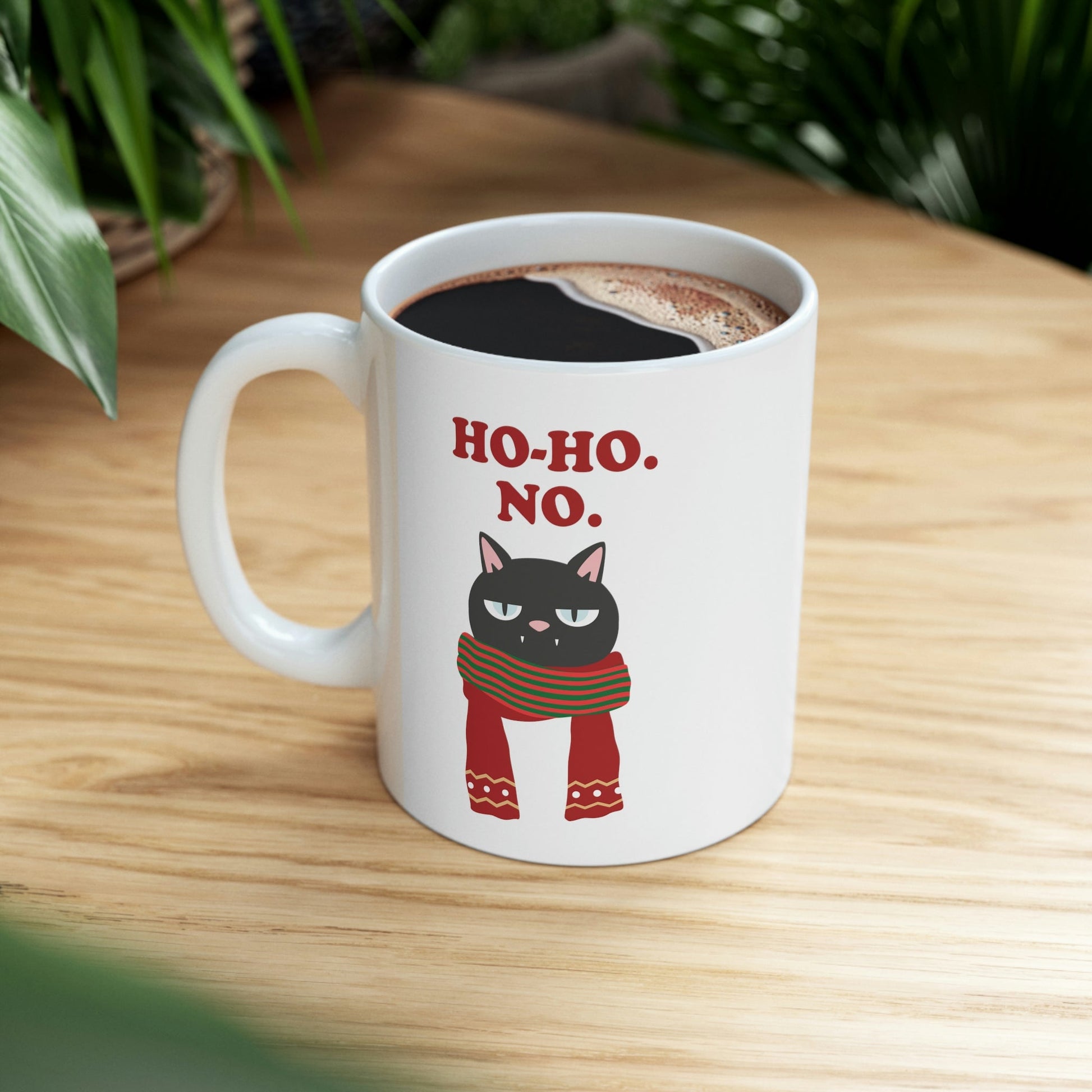 Ho Ho Ho Merry Christmas Cat Lovers Funny Slogan Ceramic Mug 11oz Ichaku [Perfect Gifts Selection]