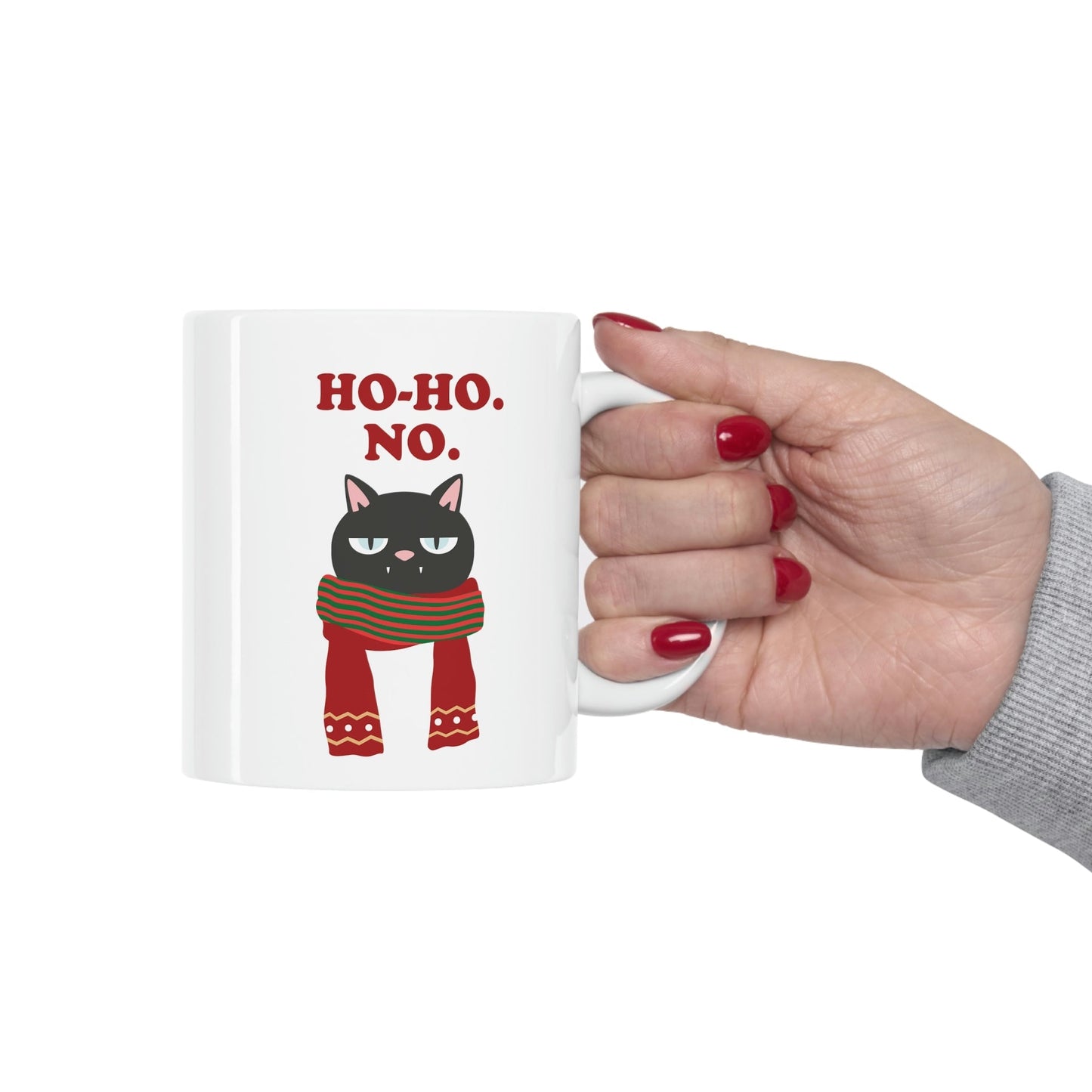 Ho Ho Ho Merry Christmas Cat Lovers Funny Slogan Ceramic Mug 11oz Ichaku [Perfect Gifts Selection]