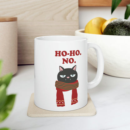 Ho Ho Ho Merry Christmas Cat Lovers Funny Slogan Ceramic Mug 11oz Ichaku [Perfect Gifts Selection]