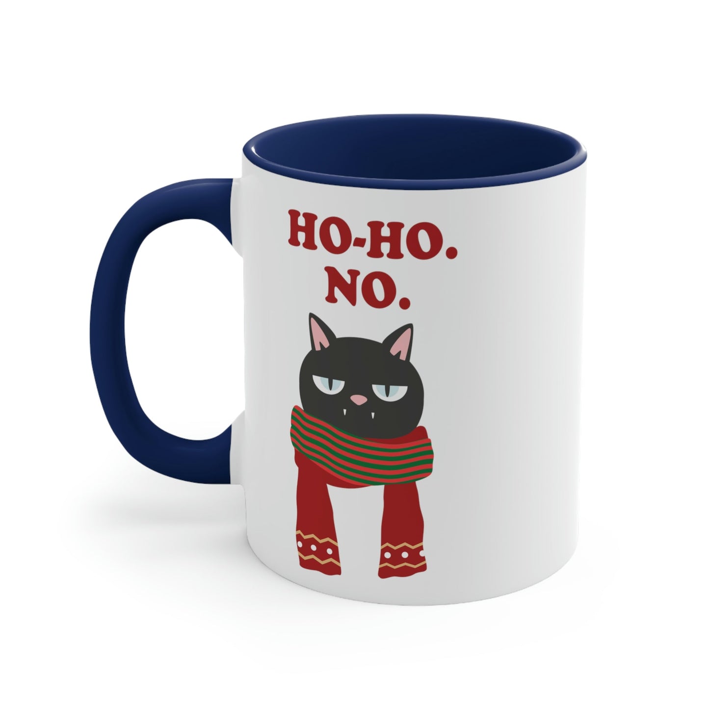 Ho Ho Ho Merry Christmas Cat Lovers Funny Slogan Classic Accent Coffee Mug 11oz Ichaku [Perfect Gifts Selection]