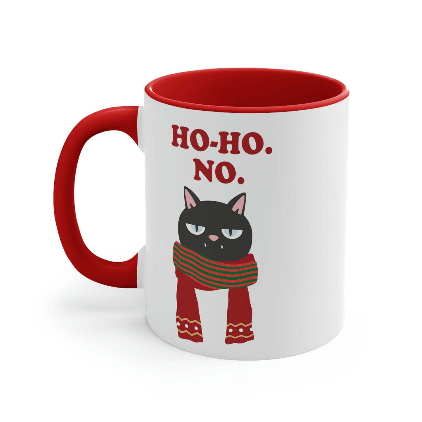 Ho Ho Ho Merry Christmas Cat Lovers Funny Slogan Classic Accent Coffee Mug 11oz Ichaku [Perfect Gifts Selection]