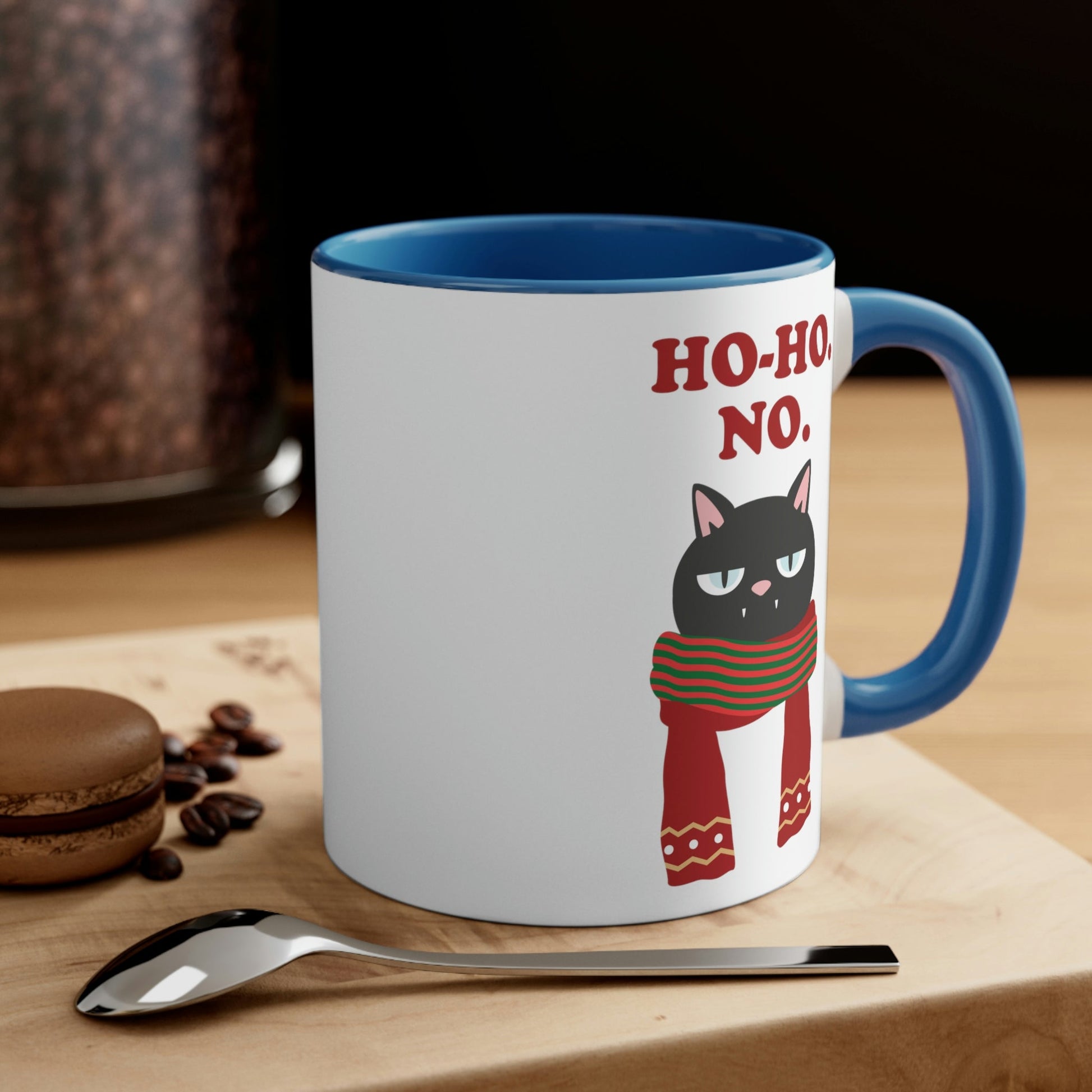 Ho Ho Ho Merry Christmas Cat Lovers Funny Slogan Classic Accent Coffee Mug 11oz Ichaku [Perfect Gifts Selection]