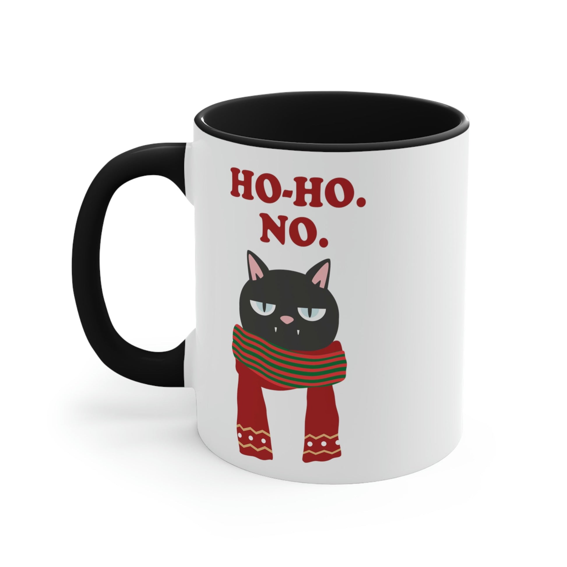 Ho Ho Ho Merry Christmas Cat Lovers Funny Slogan Classic Accent Coffee Mug 11oz Ichaku [Perfect Gifts Selection]