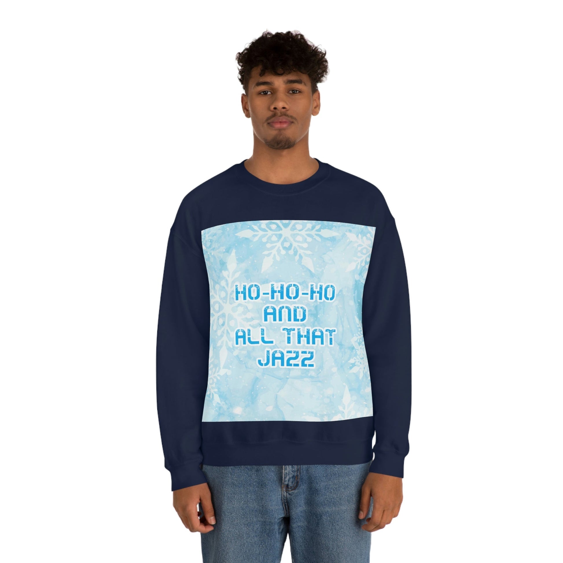 Ho Ho Ho Time And All That Jazz Snowflake Motivation Slogan Unisex Heavy Blend™ Crewneck Sweatshirt Ichaku [Perfect Gifts Selection]