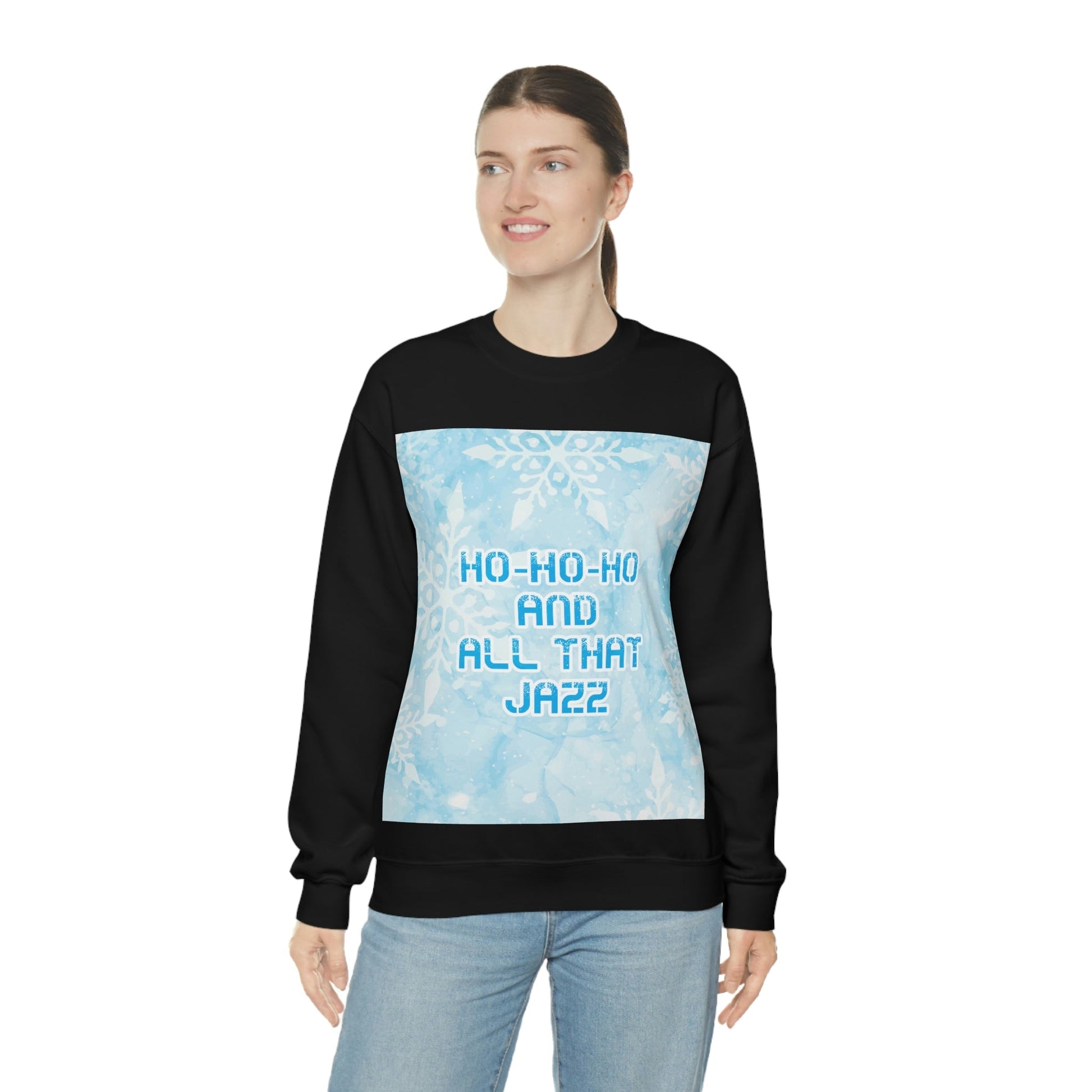 Ho Ho Ho Time And All That Jazz Snowflake Motivation Slogan Unisex Heavy Blend™ Crewneck Sweatshirt Ichaku [Perfect Gifts Selection]