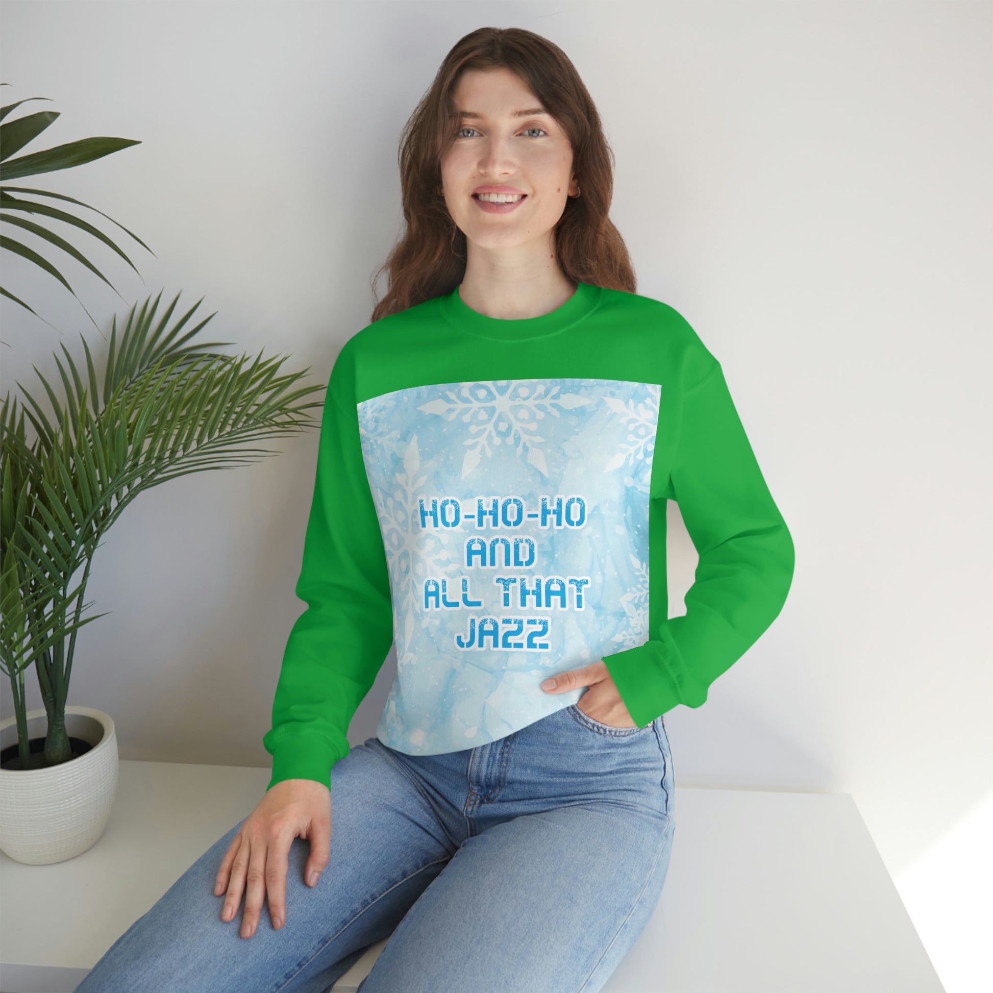 Ho Ho Ho Time And All That Jazz Snowflake Motivation Slogan Unisex Heavy Blend™ Crewneck Sweatshirt Ichaku [Perfect Gifts Selection]