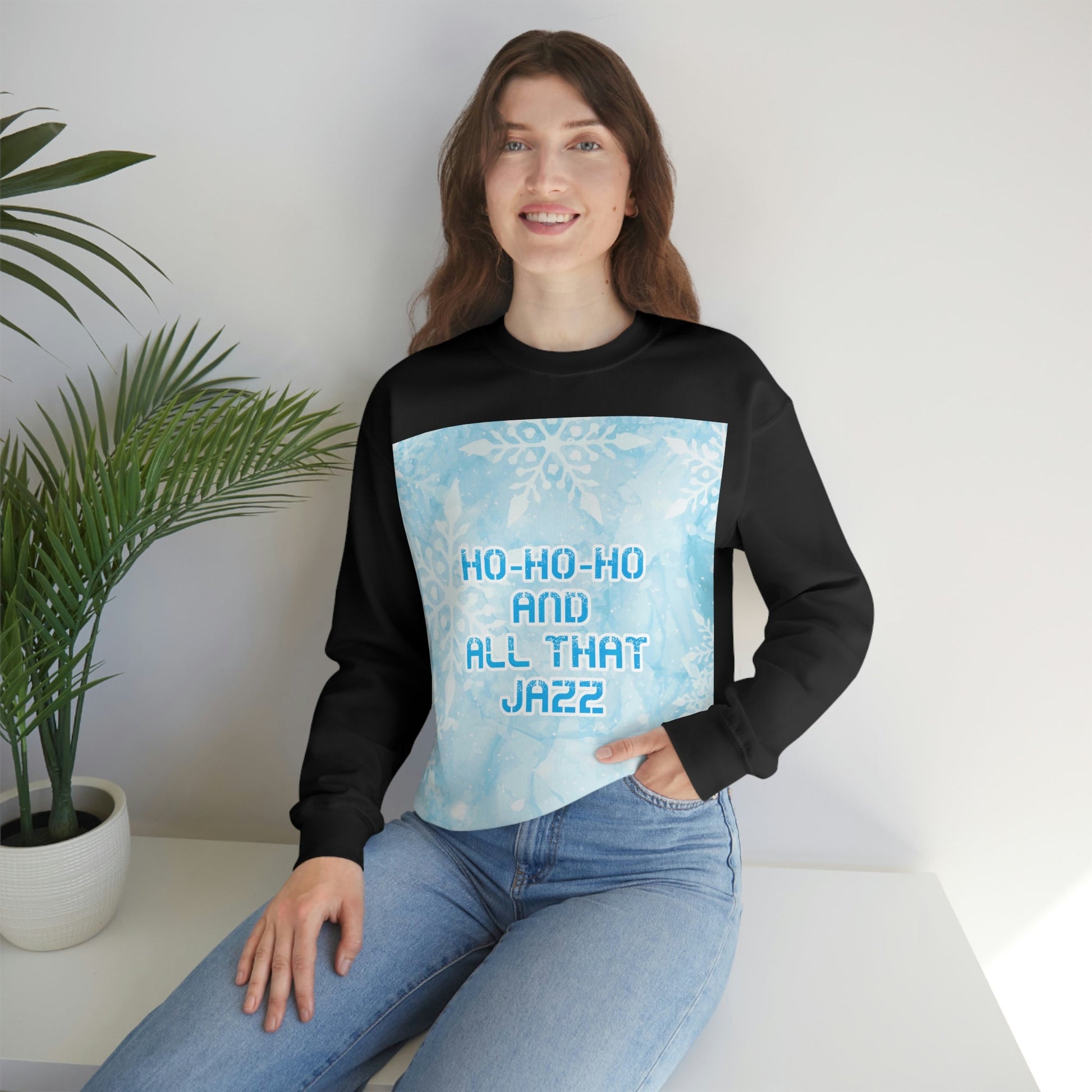 Ho Ho Ho Time And All That Jazz Snowflake Motivation Slogan Unisex Heavy Blend™ Crewneck Sweatshirt Ichaku [Perfect Gifts Selection]