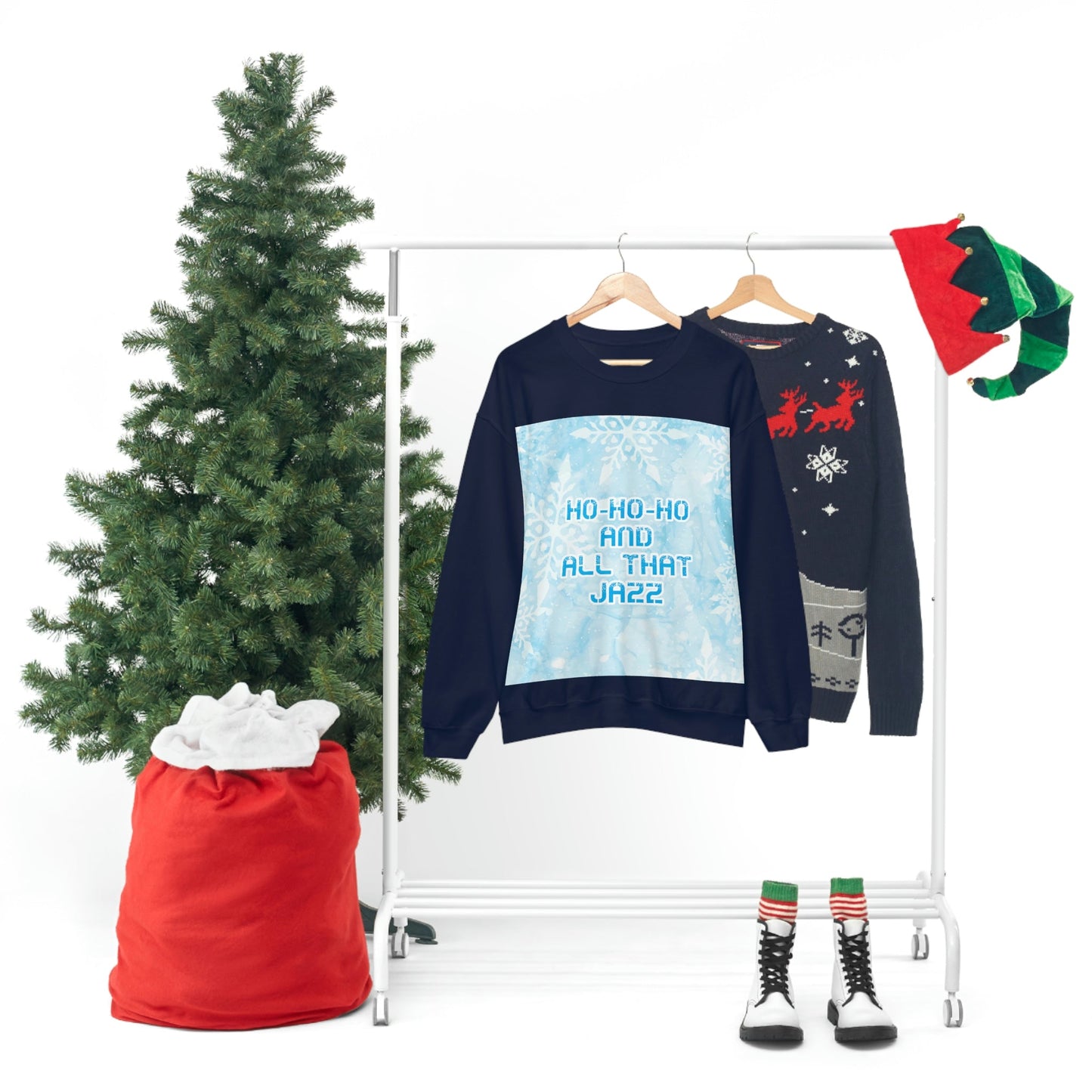 Ho Ho Ho Time And All That Jazz Snowflake Motivation Slogan Unisex Heavy Blend™ Crewneck Sweatshirt Ichaku [Perfect Gifts Selection]