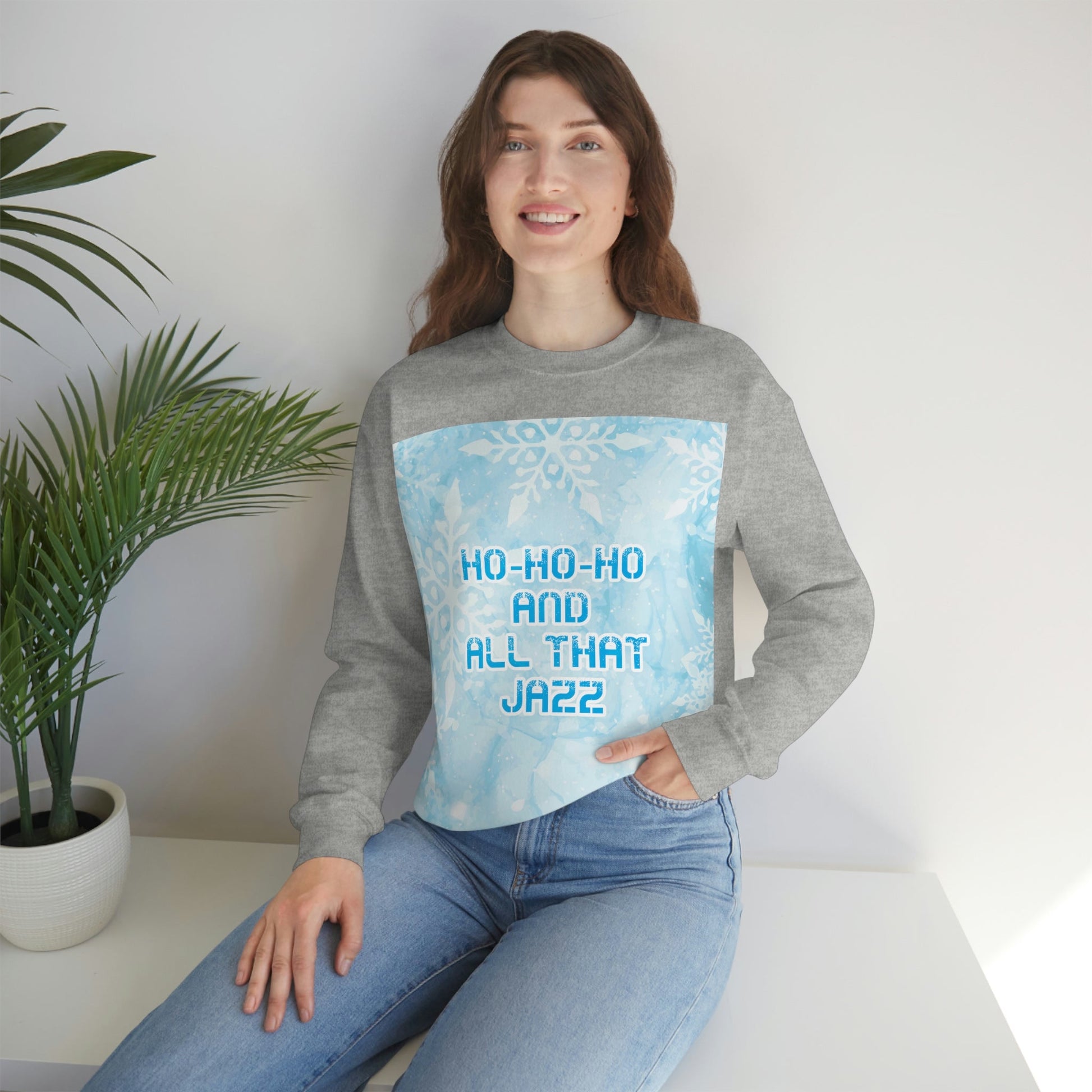 Ho Ho Ho Time And All That Jazz Snowflake Motivation Slogan Unisex Heavy Blend™ Crewneck Sweatshirt Ichaku [Perfect Gifts Selection]