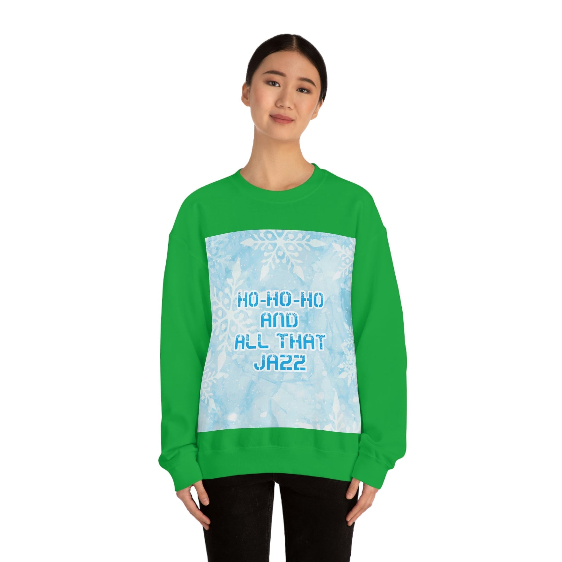 Ho Ho Ho Time And All That Jazz Snowflake Motivation Slogan Unisex Heavy Blend™ Crewneck Sweatshirt Ichaku [Perfect Gifts Selection]