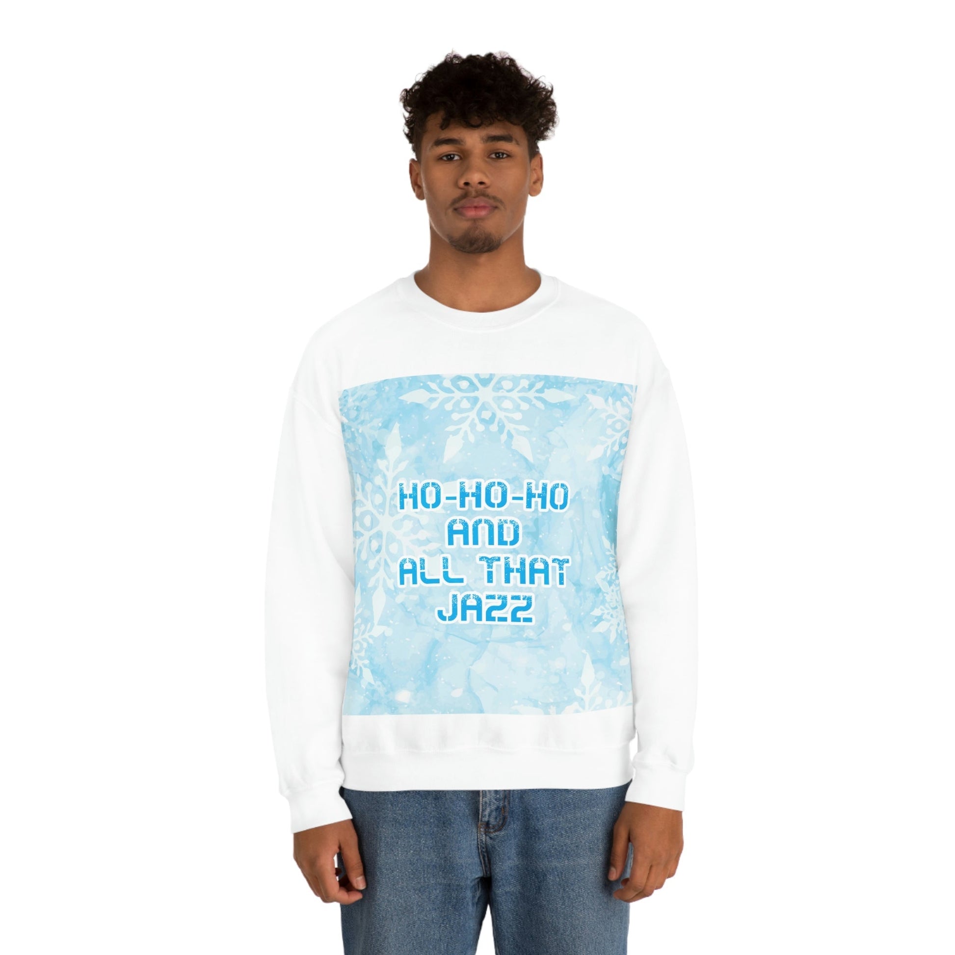 Ho Ho Ho Time And All That Jazz Snowflake Motivation Slogan Unisex Heavy Blend™ Crewneck Sweatshirt Ichaku [Perfect Gifts Selection]