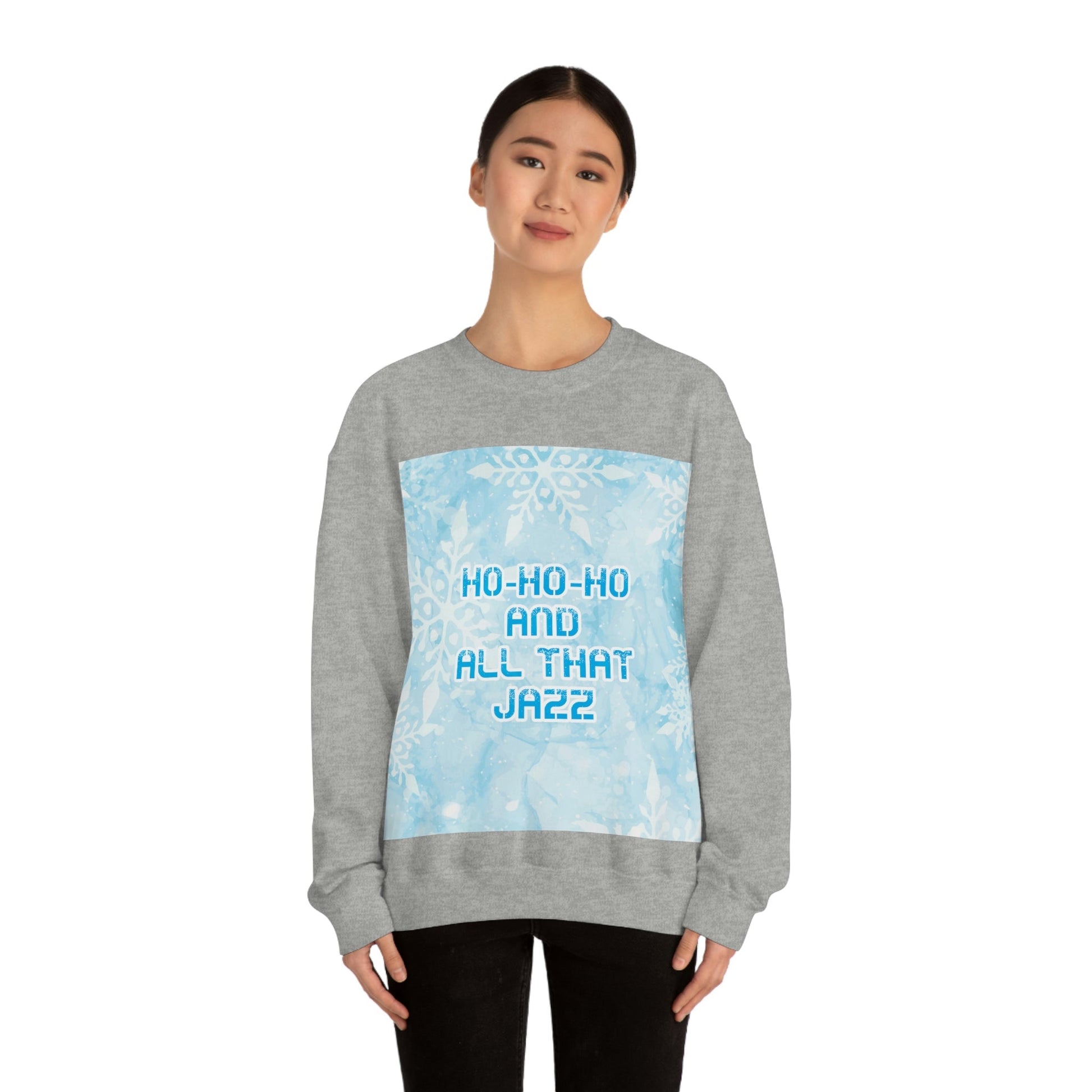 Ho Ho Ho Time And All That Jazz Snowflake Motivation Slogan Unisex Heavy Blend™ Crewneck Sweatshirt Ichaku [Perfect Gifts Selection]