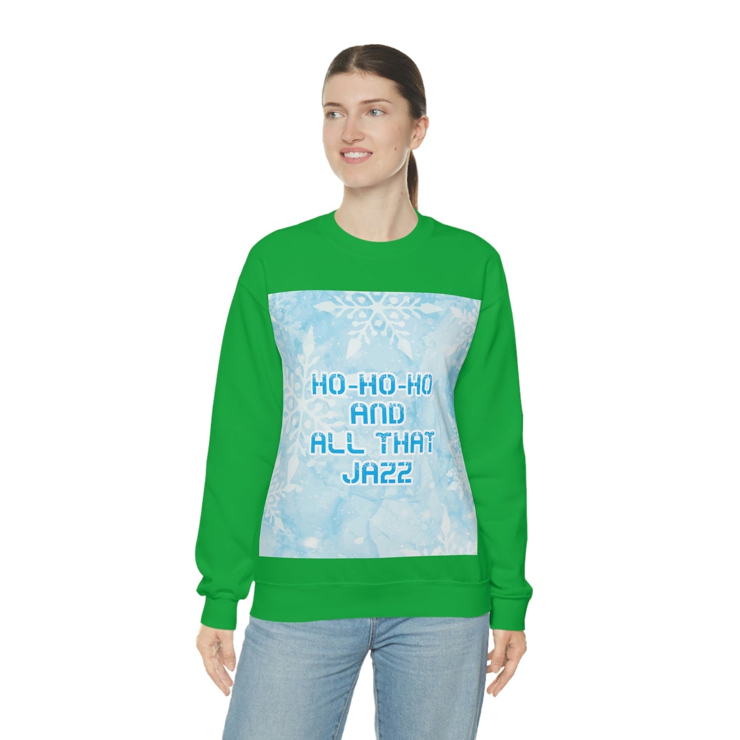 Ho Ho Ho Time And All That Jazz Snowflake Motivation Slogan Unisex Heavy Blend™ Crewneck Sweatshirt Ichaku [Perfect Gifts Selection]