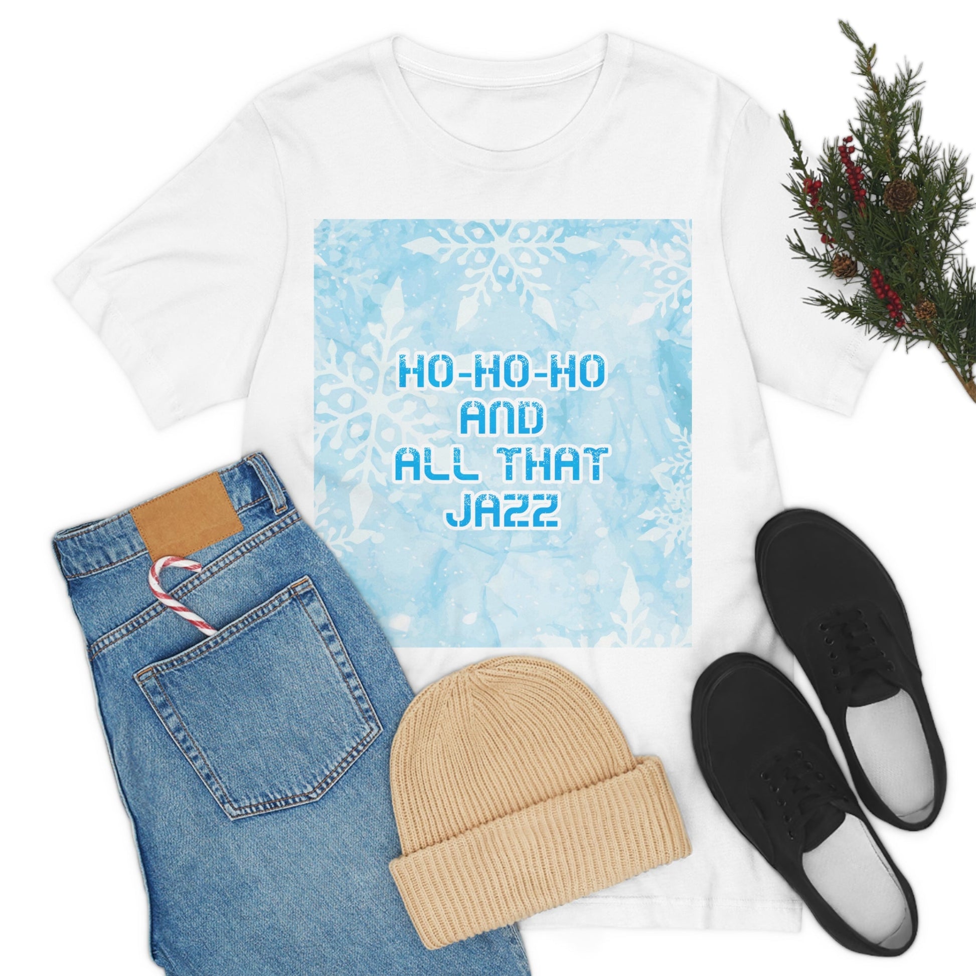 Ho Ho Ho Time And All That Jazz Snowflake Motivation Slogan Unisex Jersey Short Sleeve T-Shirt Ichaku [Perfect Gifts Selection]