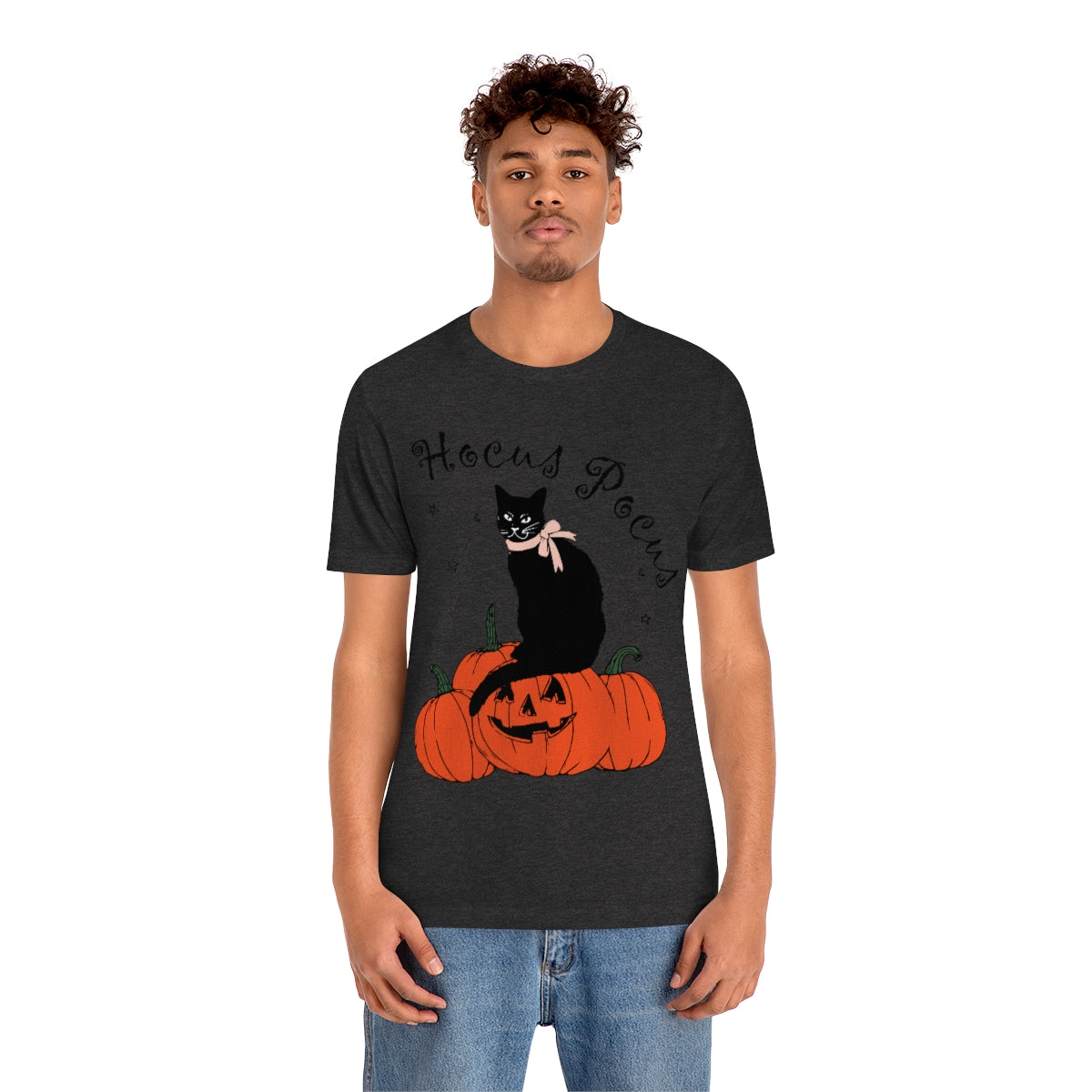 Hocus Pocus Halloween Black Cat Watching Unisex Jersey Short Sleeve T-Shirt Ichaku [Perfect Gifts Selection]