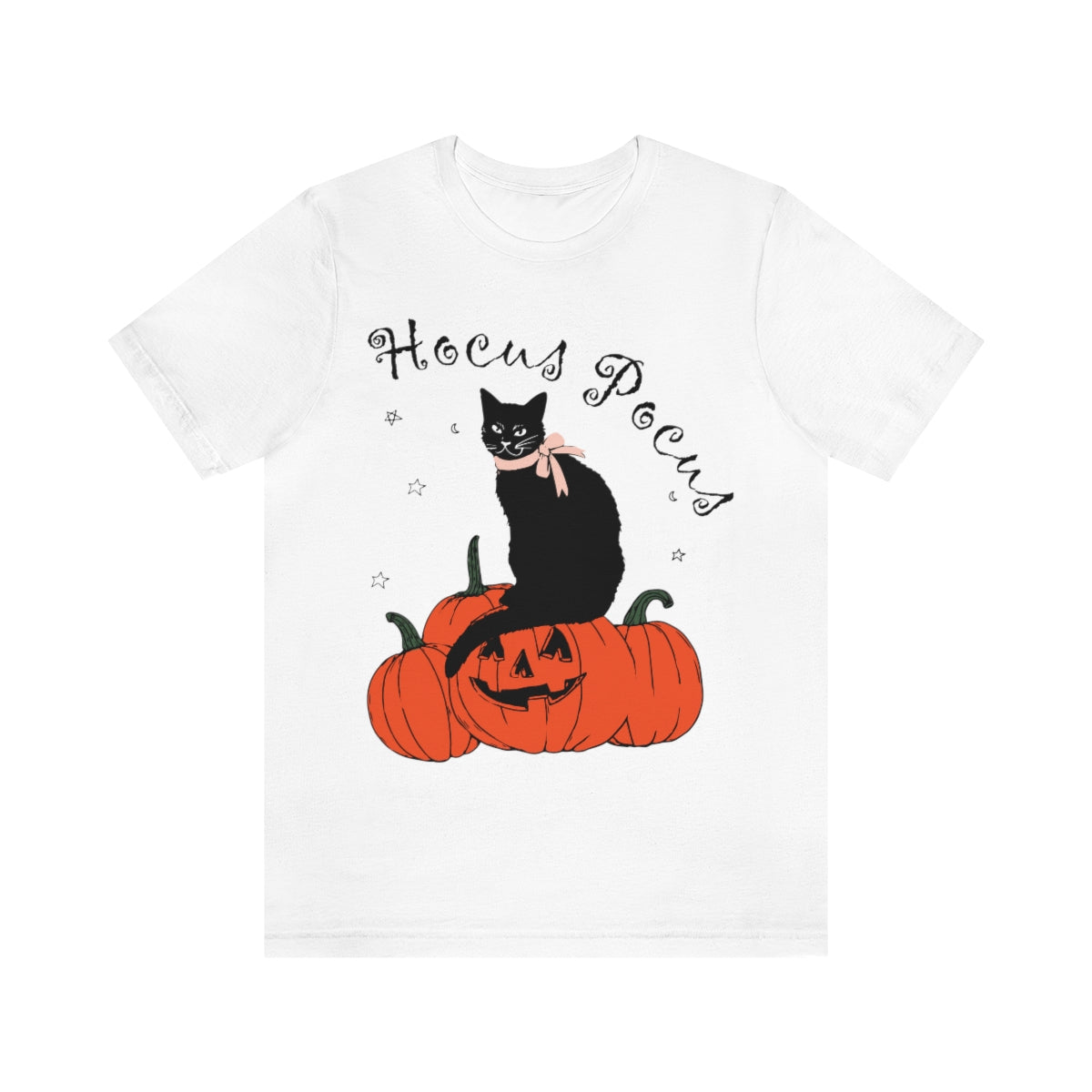 Hocus Pocus Halloween Black Cat Watching Unisex Jersey Short Sleeve T-Shirt Ichaku [Perfect Gifts Selection]