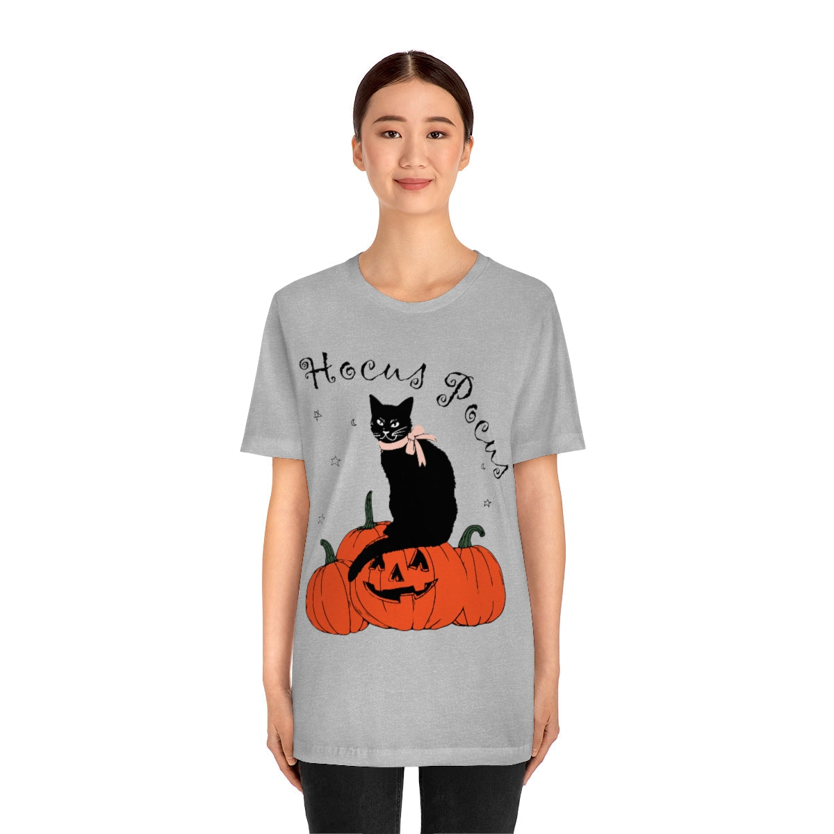 Hocus Pocus Halloween Black Cat Watching Unisex Jersey Short Sleeve T-Shirt Ichaku [Perfect Gifts Selection]